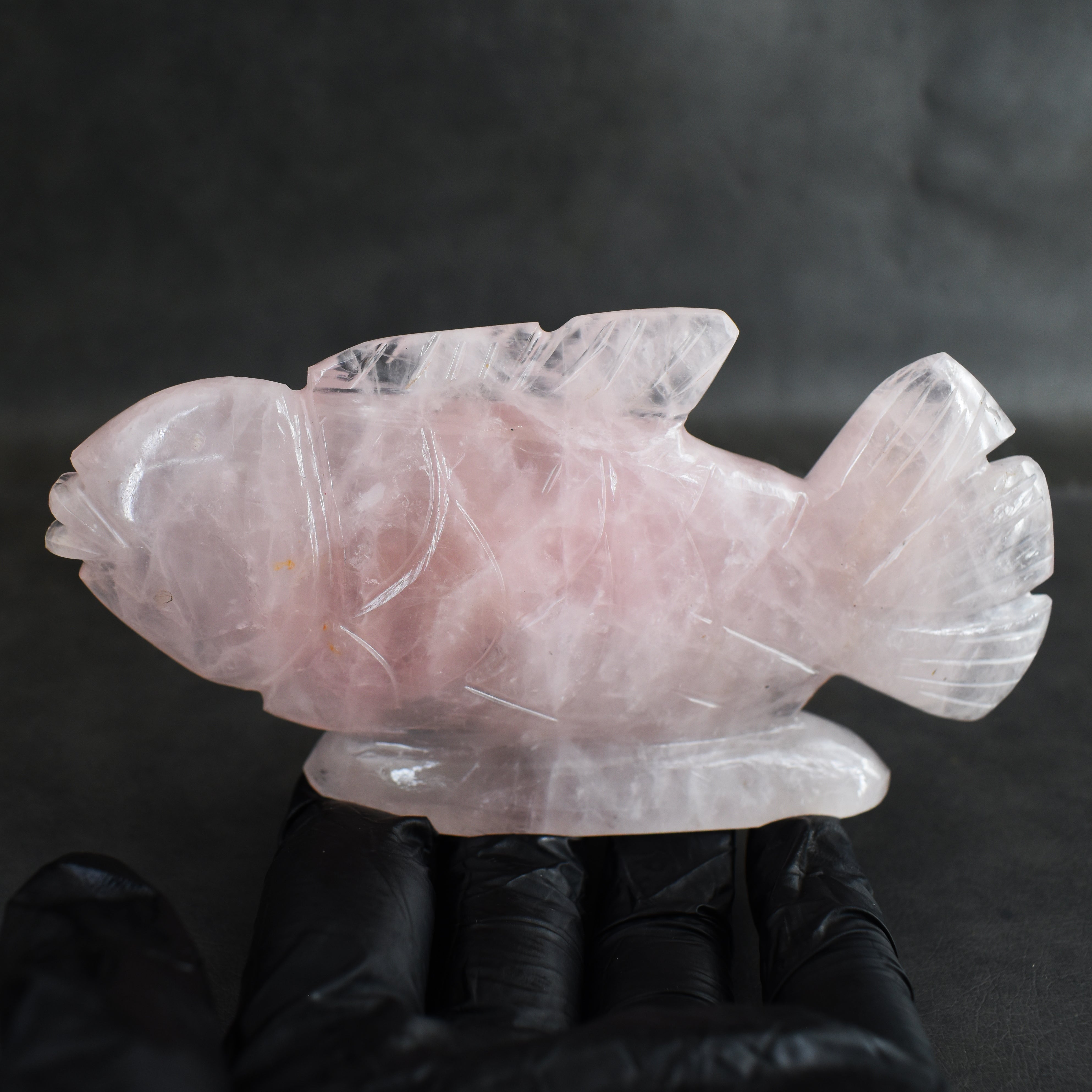 Natural 932.00 Carats Genuine Pink Rose Quartz Hand Carved Crystal Gemstone Carving Fish 2026  Collection