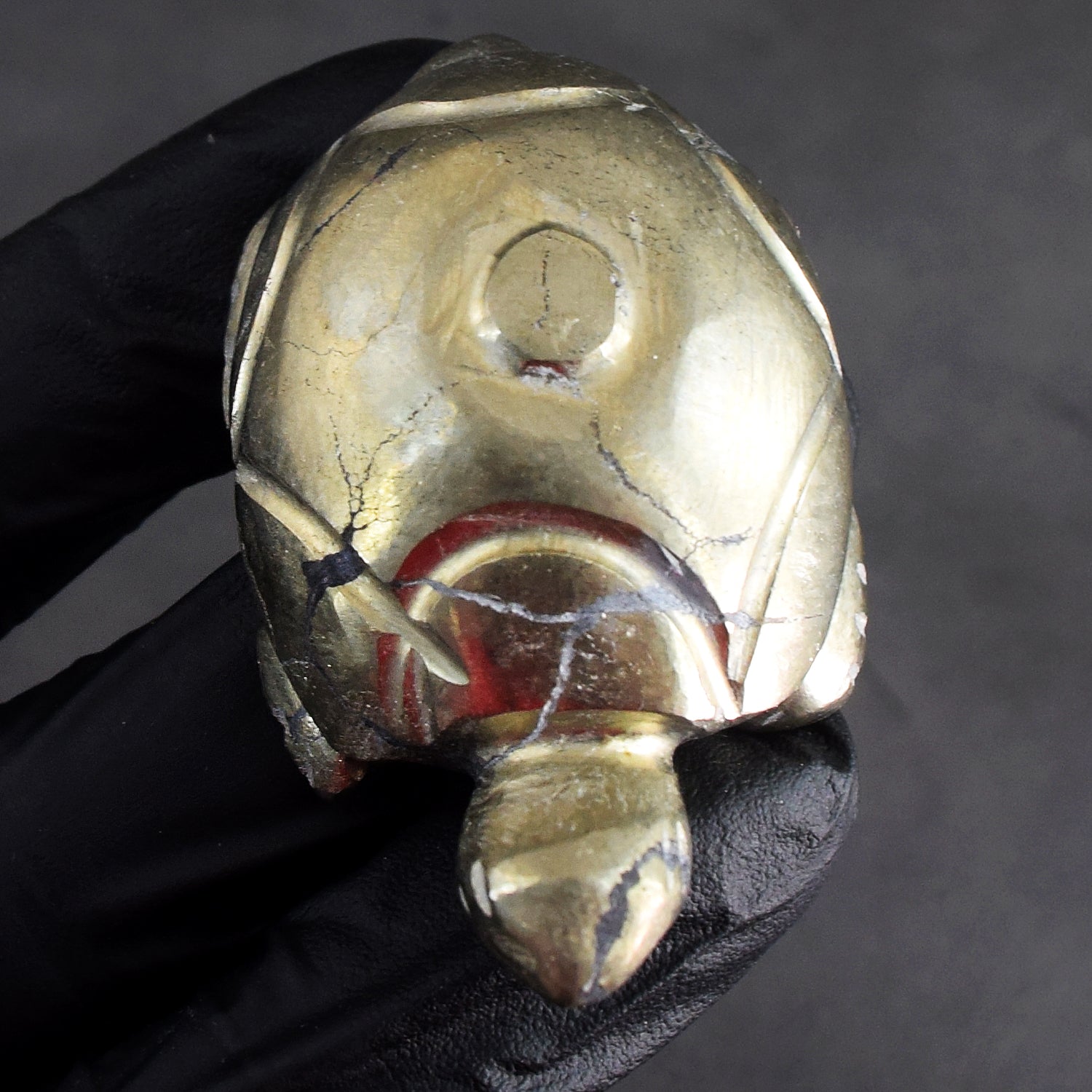 Wonderful 331.00 Cts Genuine Pyrite Hand Carved Gemstone Premium Turtle Crystal