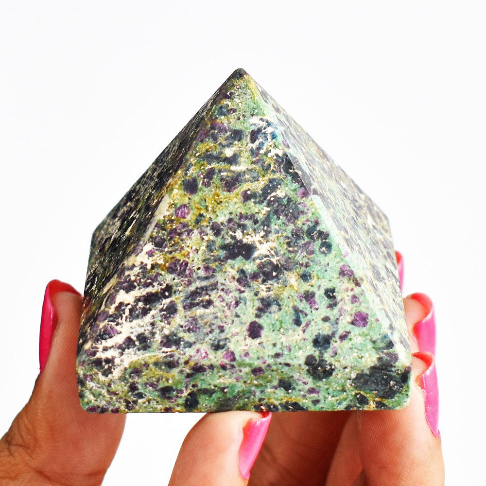 611.00 Carats  Genuine  Pink In Ruby Fuchsite  Hand Carved Crystal  Healing Gemstone  Pyramid Carving