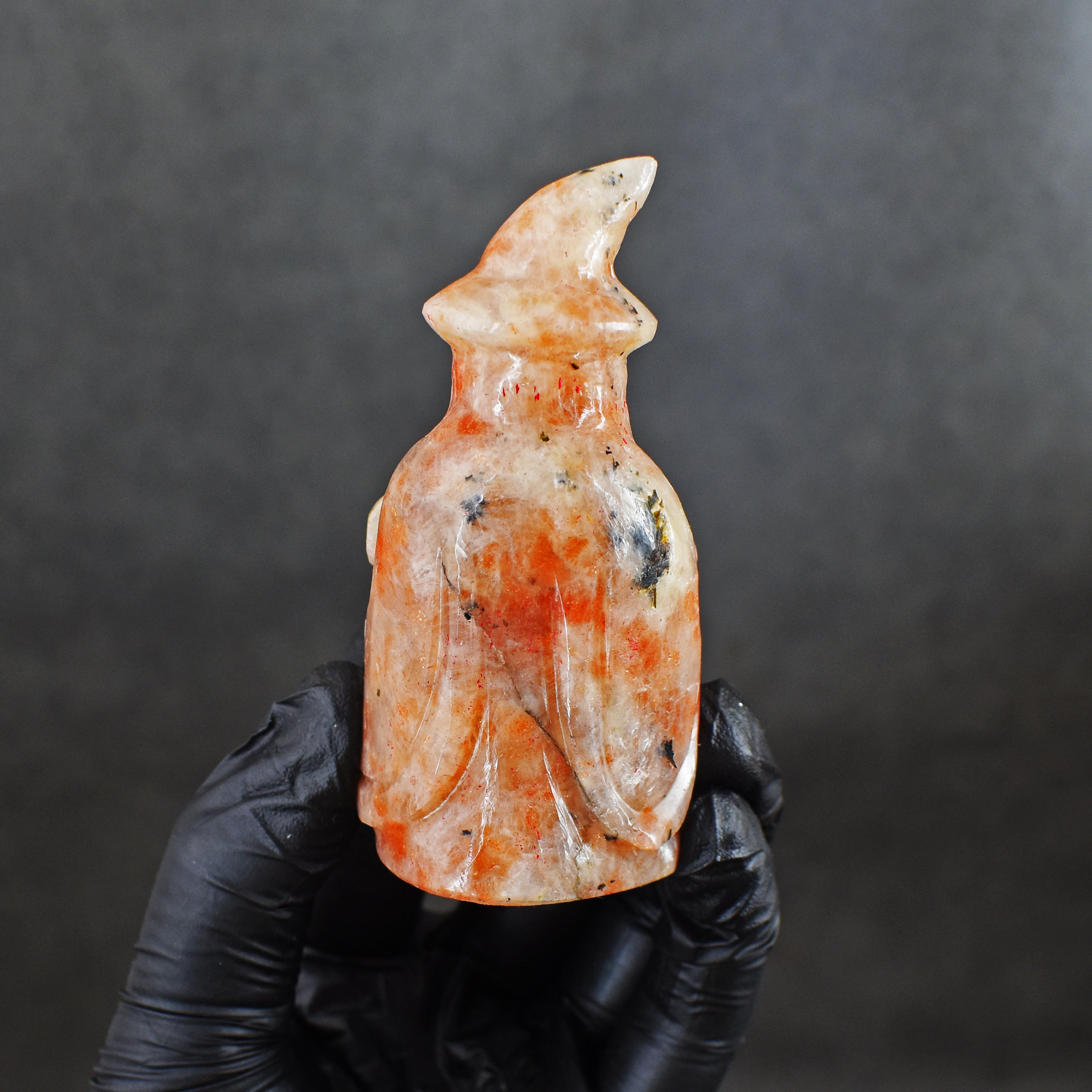 Genuine 427.00 Cts Amazing Sunstone Hand Carved Gemstone Premium Wizard Carving