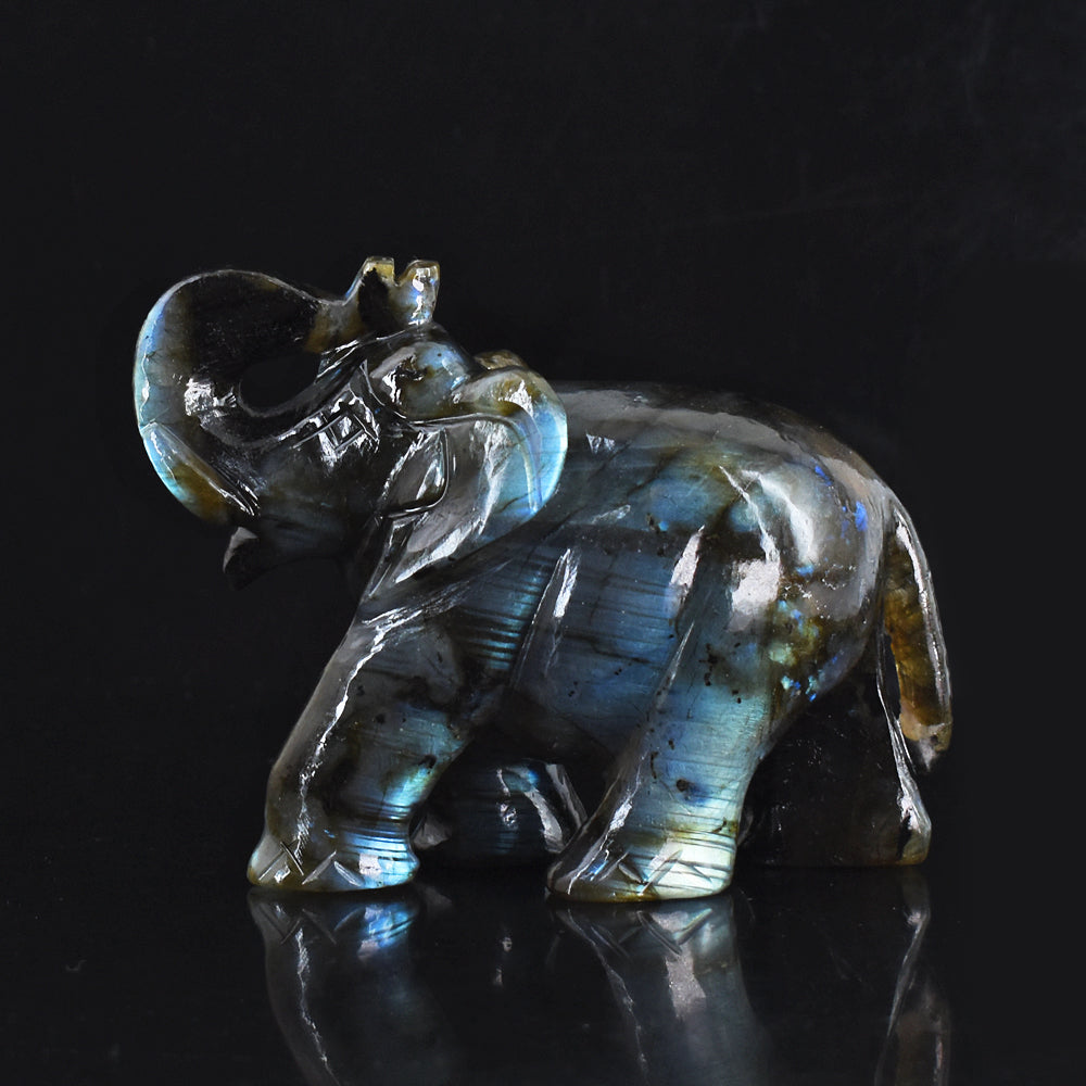 Gorgeous 2483.00 Cts Amazing Flash Labradorite Hand Carved Crystal  Gemstone Carving Elephant