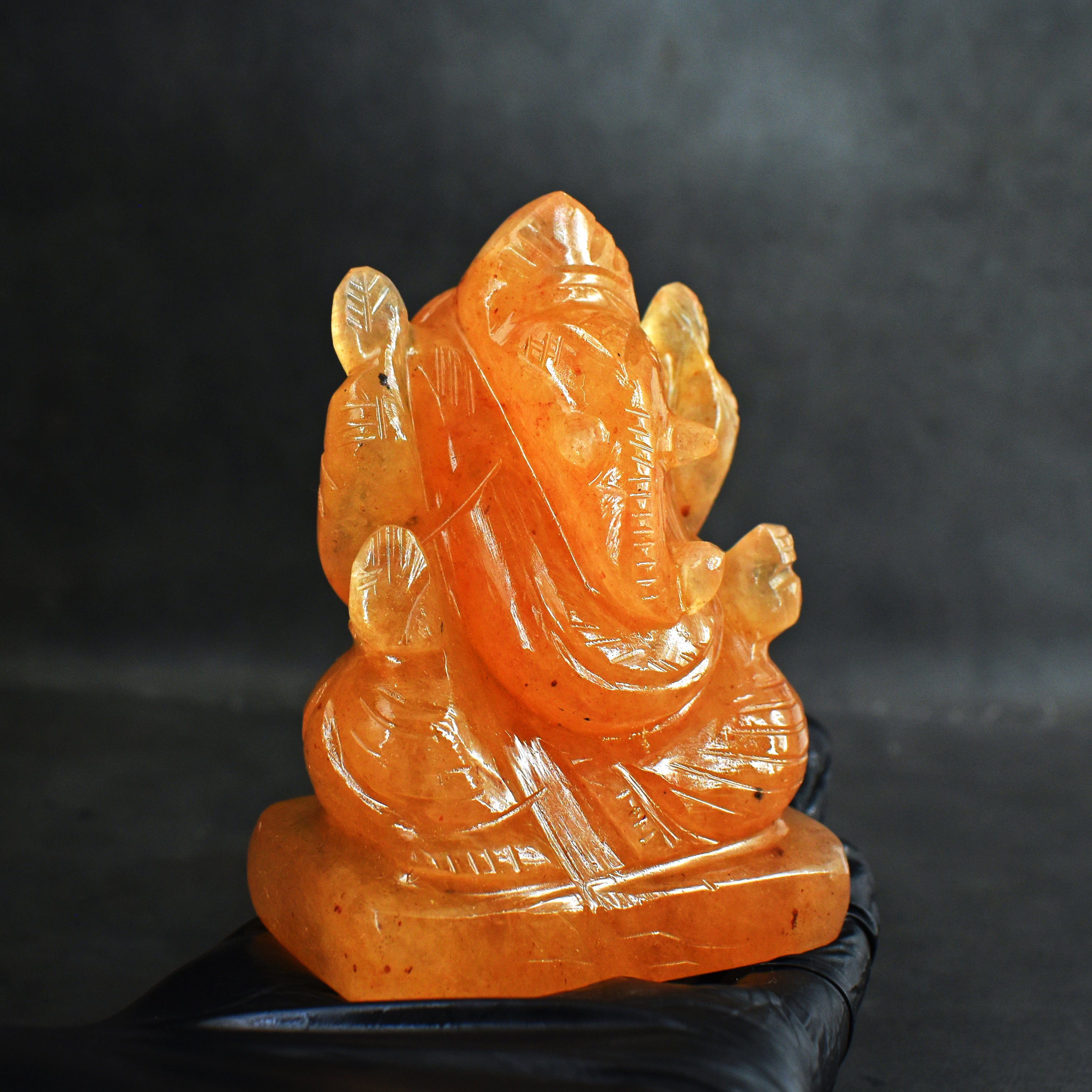 Exclusive 1243.00 Cts Aventurine Divine Hand Carved Genuine Crystal Gemstone Carving Lord Ganesha