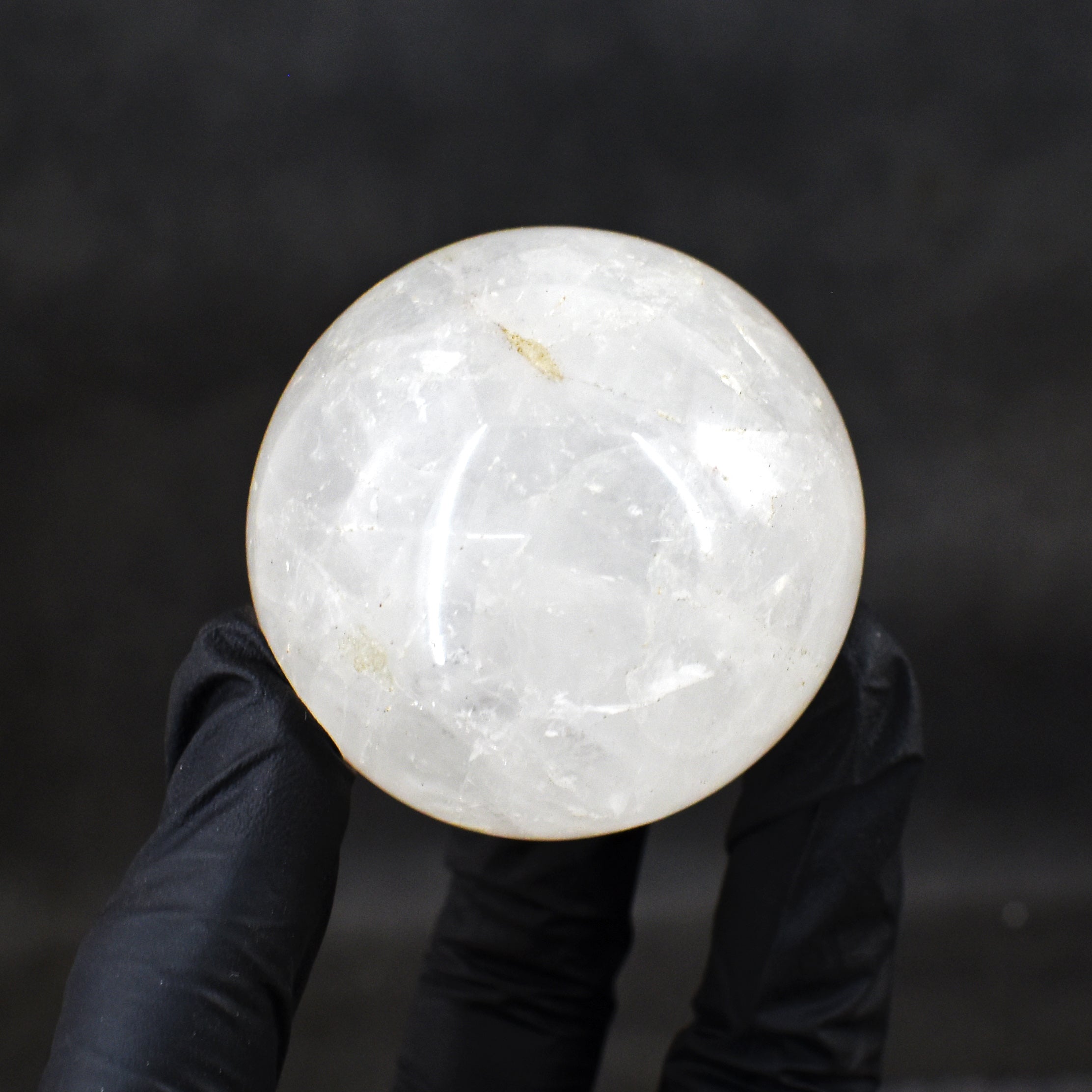 Elegant 779.00 Carats Genuine White Quartz Hand Carved Crystal  Healing Gemstone Sphere
