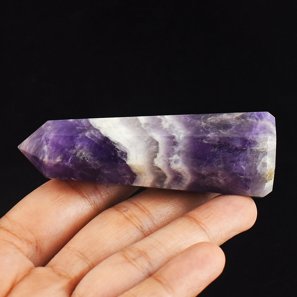 Gorgeous 392.00  Carats  Genuine  Chevron  Amethyst  Hand  Carved  Crystal  Gemstone  Healing  Point