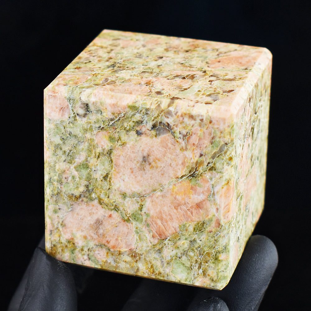 Natural 1560.00 Cts Genuine Blood Green Unakite Crystal Specimen Gemstone Cube