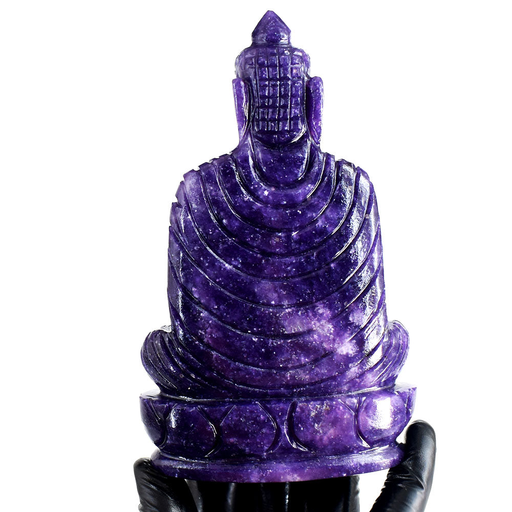 Amazing 2179.00 Cts Genuine Lepidolite Hand Carved Crystal Gemstone Buddha Idol Carving