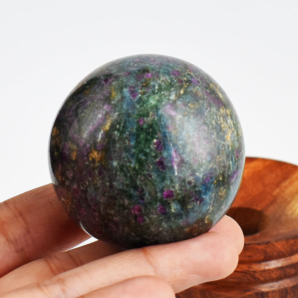 Amazing 879.00 Cts Genuine Pink In Ruby Fuchsite Hand Carved Crystal Gemstone Healing Ball