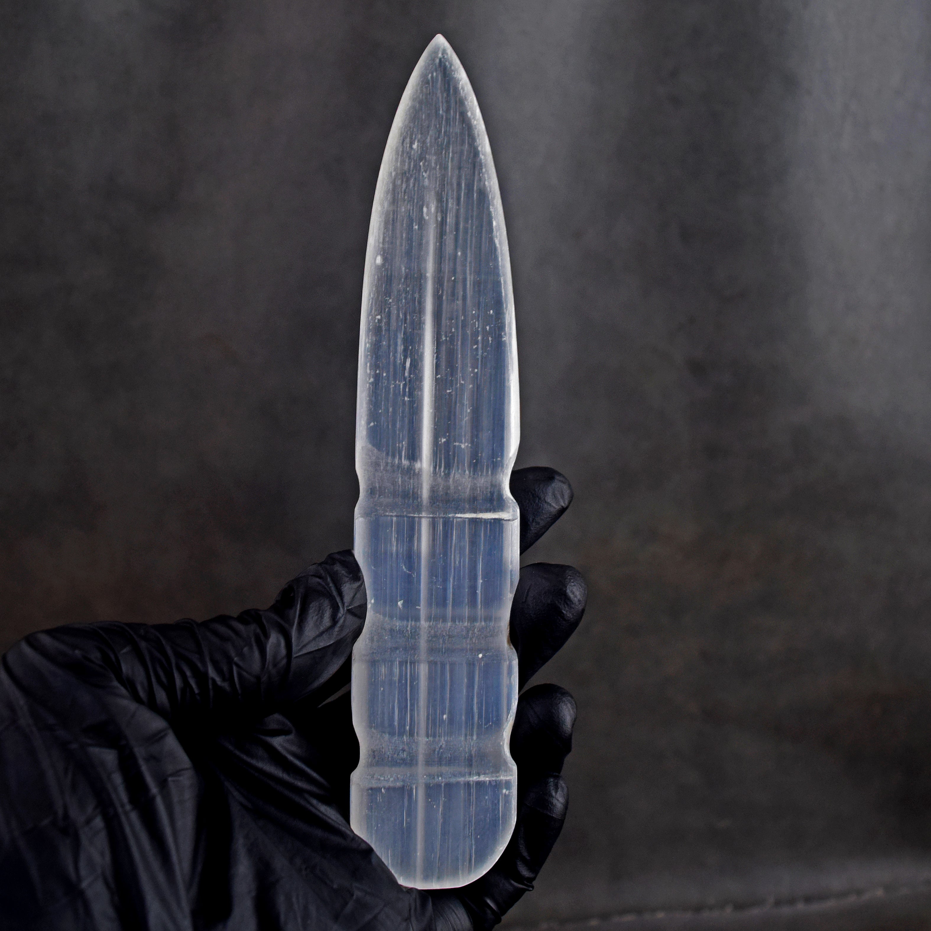 Wonderful 263.00 Cts Genuine Selenite Hand Carved Crystal Gemstone Knife