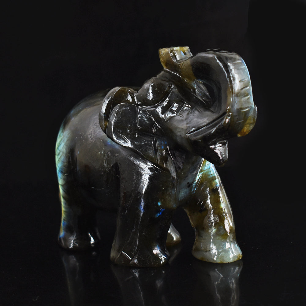 Gorgeous 2483.00 Cts Amazing Flash Labradorite Hand Carved Crystal  Gemstone Carving Elephant