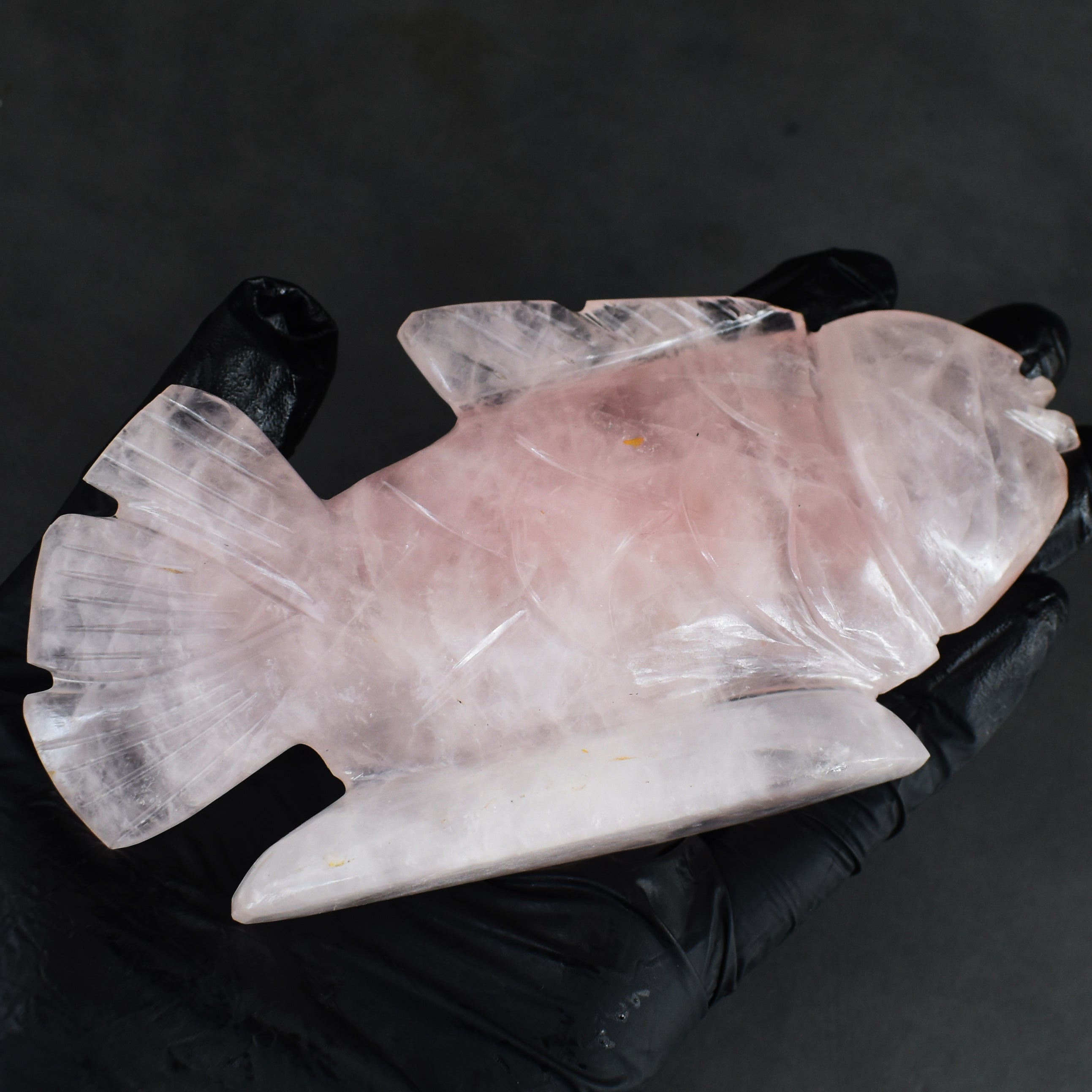 Natural 932.00 Carats Genuine Pink Rose Quartz Hand Carved Crystal Gemstone Carving Fish 2026  Collection