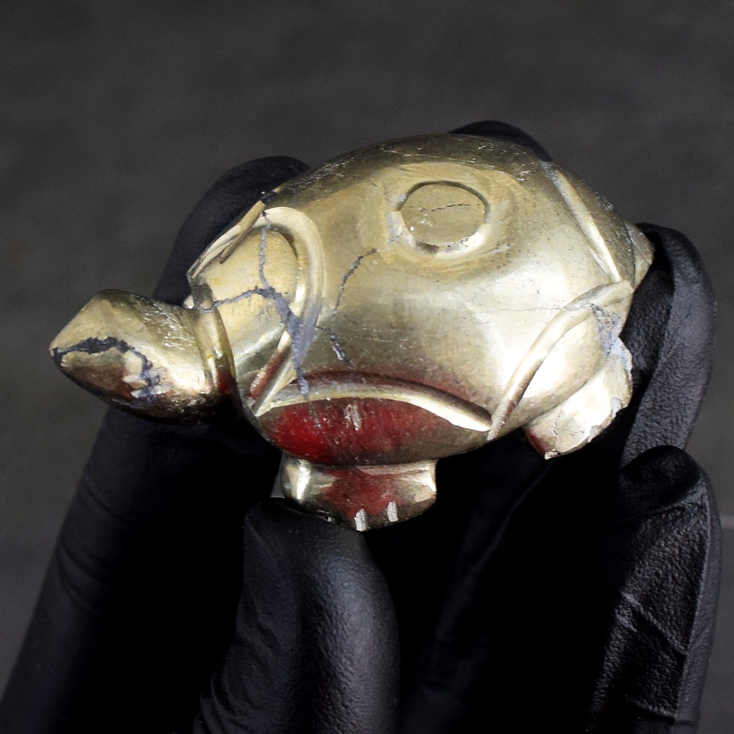 Wonderful 331.00 Cts Genuine Pyrite Hand Carved Gemstone Premium Turtle Crystal