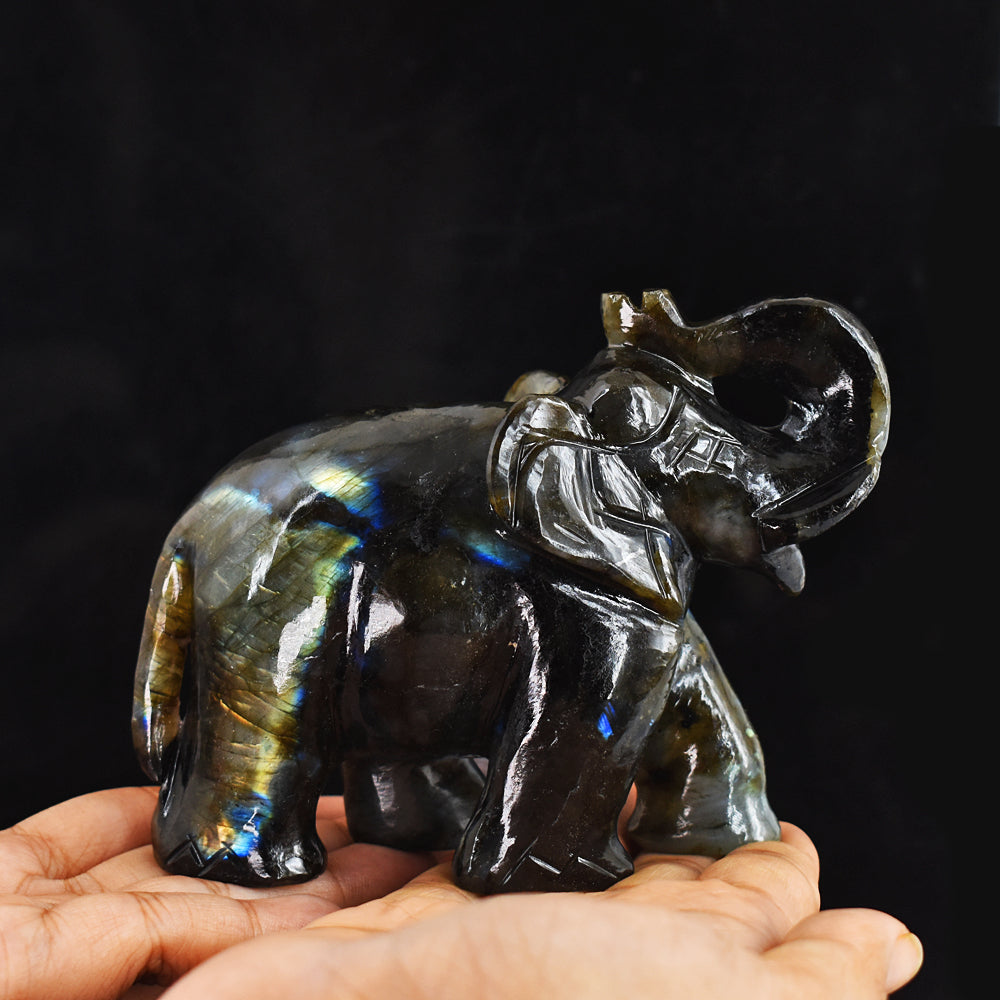 Gorgeous 2483.00 Cts Amazing Flash Labradorite Hand Carved Crystal  Gemstone Carving Elephant