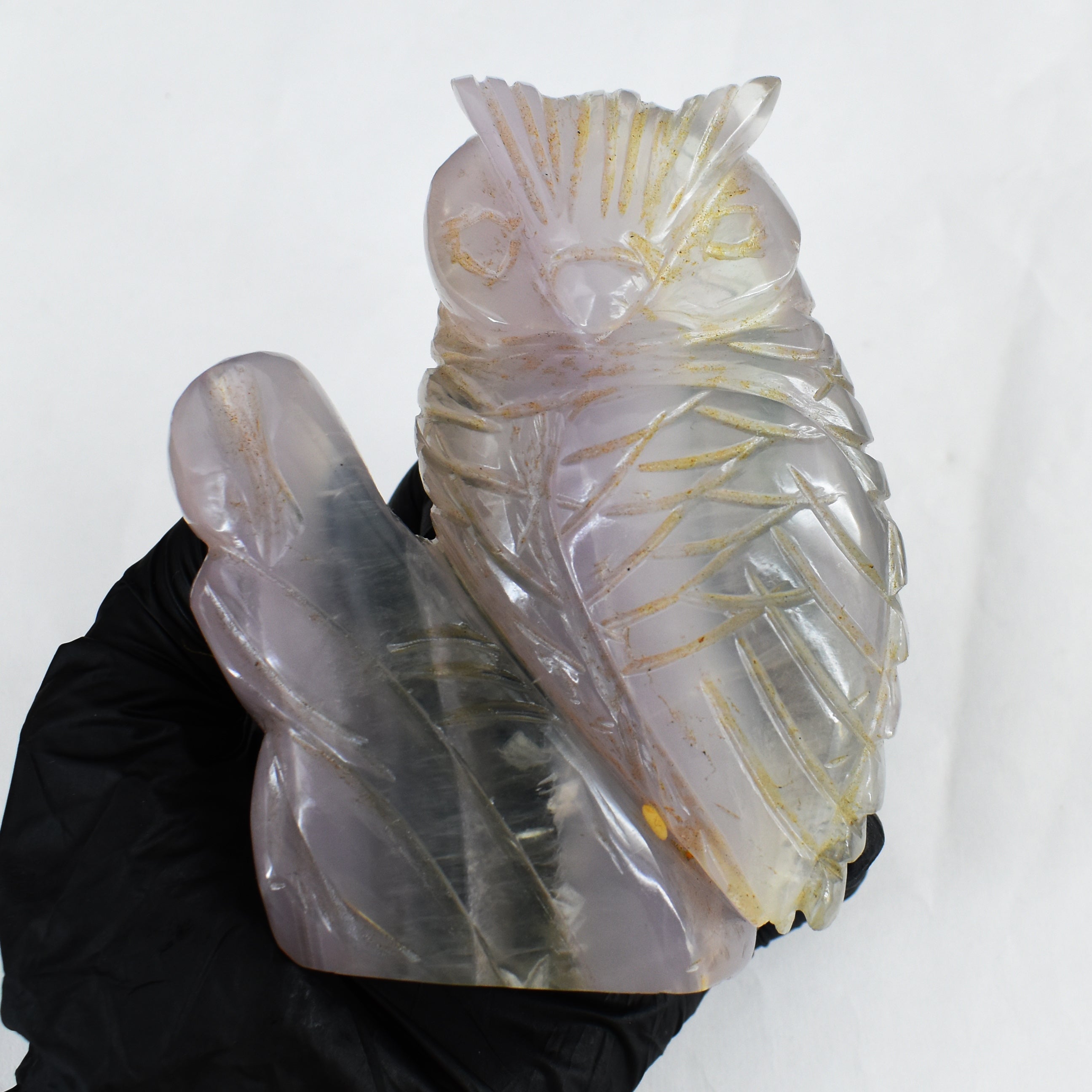 Stunning 2797.00 Cts Genuine Multicolor Fluorite Hand Carved Crystal Gemstone Owl Carving 2026  Collection