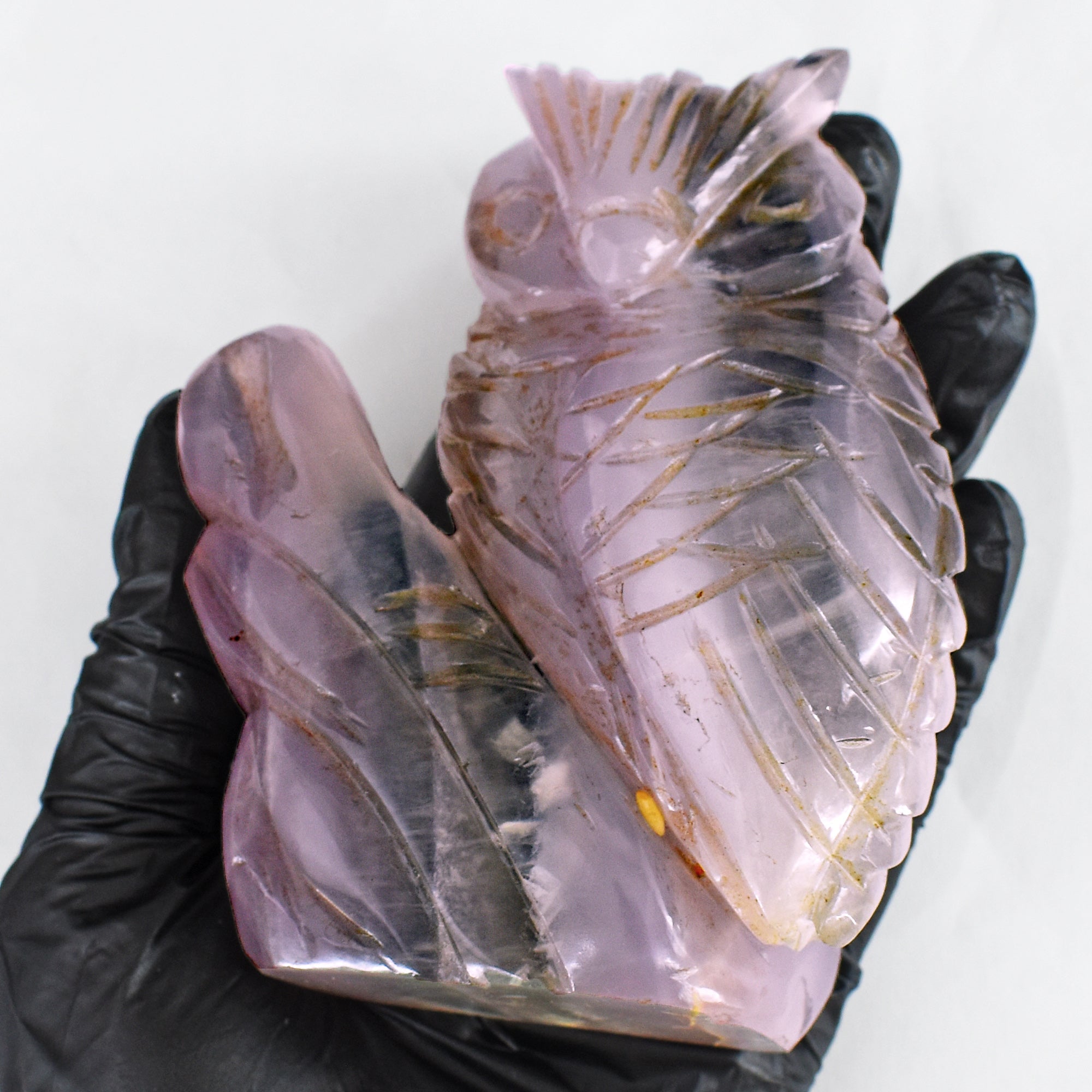 Stunning 2797.00 Cts Genuine Multicolor Fluorite Hand Carved Crystal Gemstone Owl Carving 2026  Collection