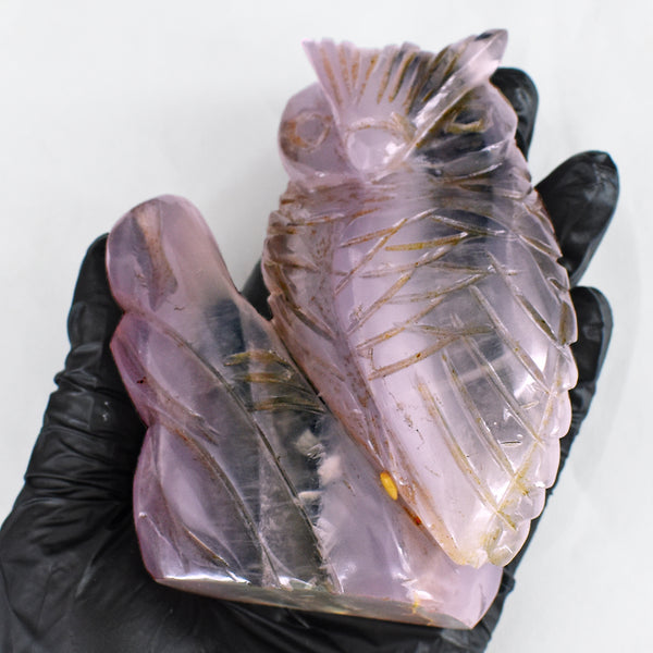 Stunning 2797.00 Cts Genuine Multicolor Fluorite Hand Carved Crystal Gemstone Owl Carving 2026  Collection