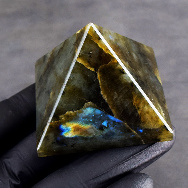 Natural 668.00 Cts Genuine Labradorite Crystal Specimen Healing Divine Pyramid