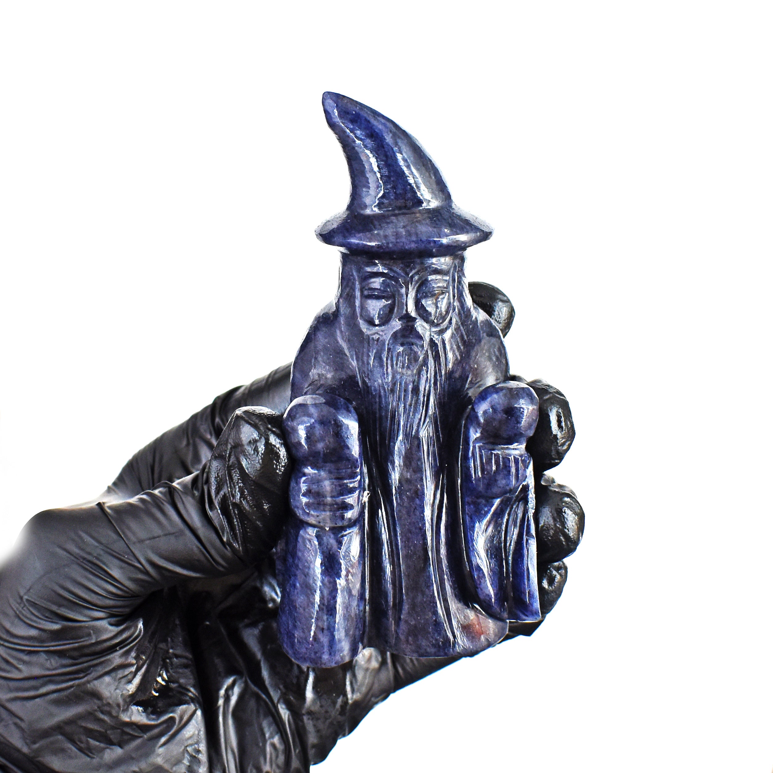 Natural 950.00 Cts Genuine Iolite Hand Carved Premium Gemstone Crystal Wizard