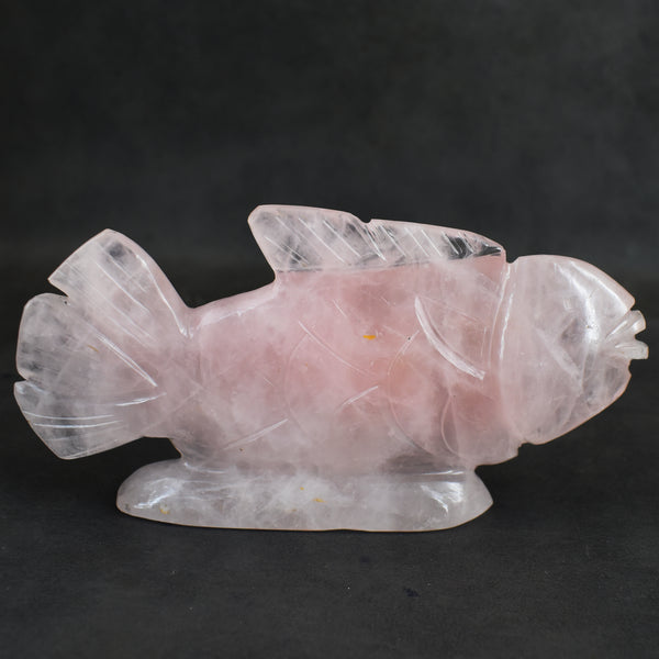Natural 932.00 Carats Genuine Pink Rose Quartz Hand Carved Crystal Gemstone Carving Fish 2026  Collection
