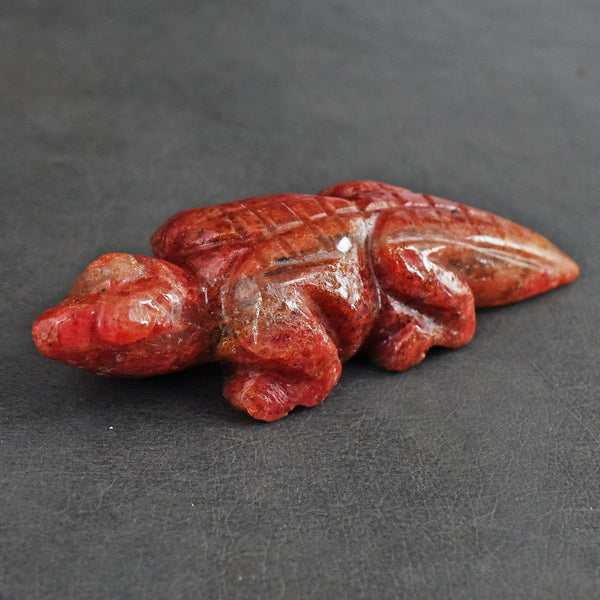 Exclusive 146.00 Cts Genuine Rhodonite Hand Carved Lizard Gemstone Carving 2026  Collection