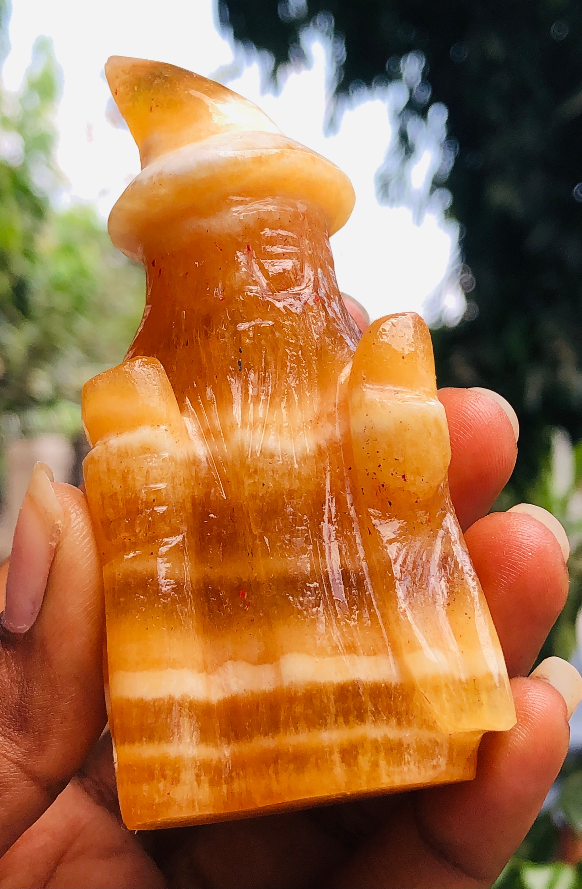 Awesome 693.00 Carats Yellow Rhodochrosite Hand Carved Crystal Gemstone Wizard Carving