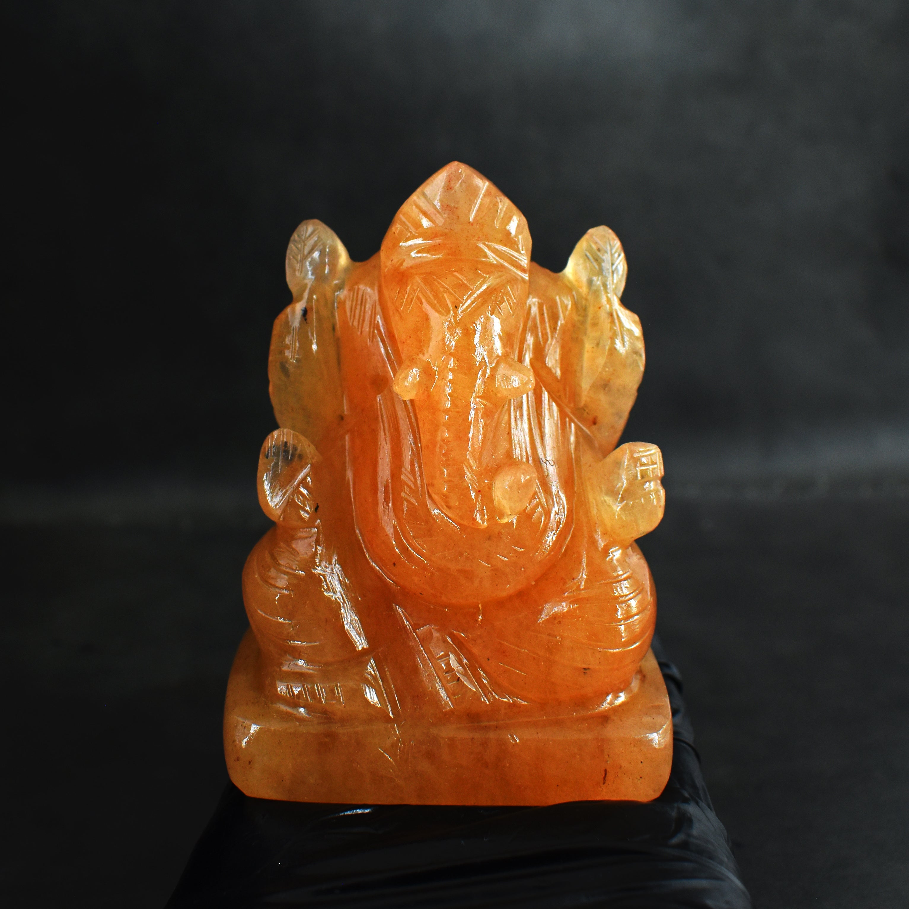 Exclusive 1243.00 Cts Aventurine Divine Hand Carved Genuine Crystal Gemstone Carving Lord Ganesha