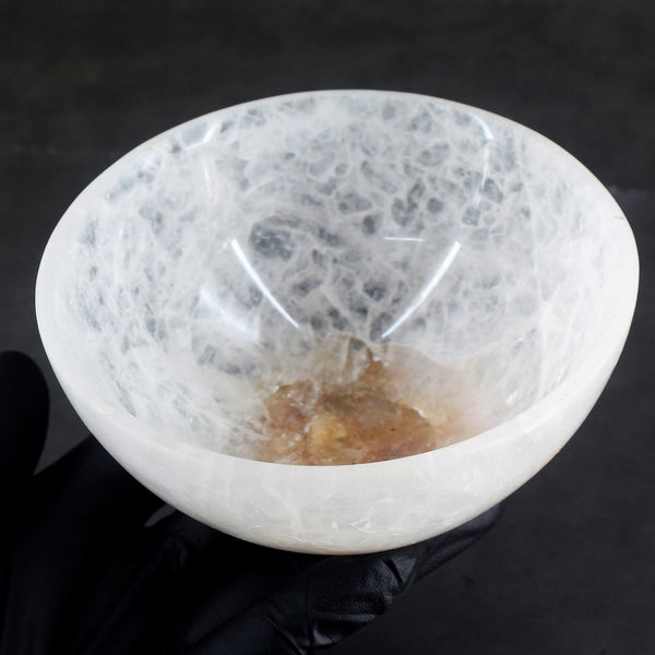Glamourous 1252.00 Carats Genuine White Quartz Hand Carved Crystal Gemstone Carving Big Bowl