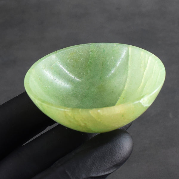 World Class Amazing 114.00 Carats Genuine Green Aventurine Hand Carved Crystal Gemstone Carving Bowl