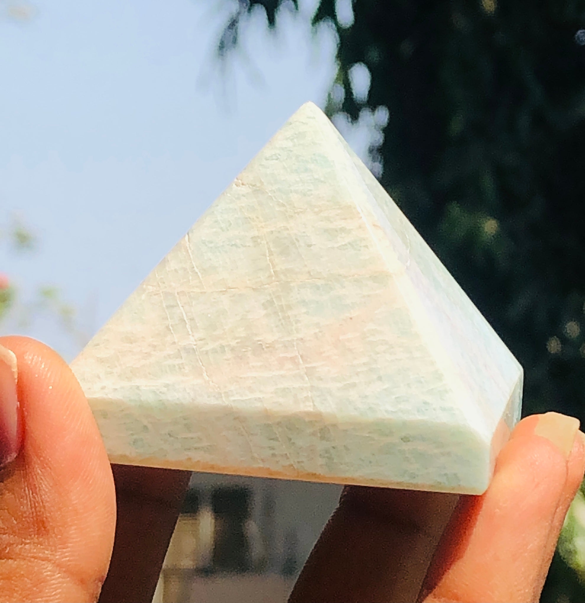 Genuine 650.00 Cts Exclusive Amazonite Healing Crystal Specimen Divine Premium Pyramid