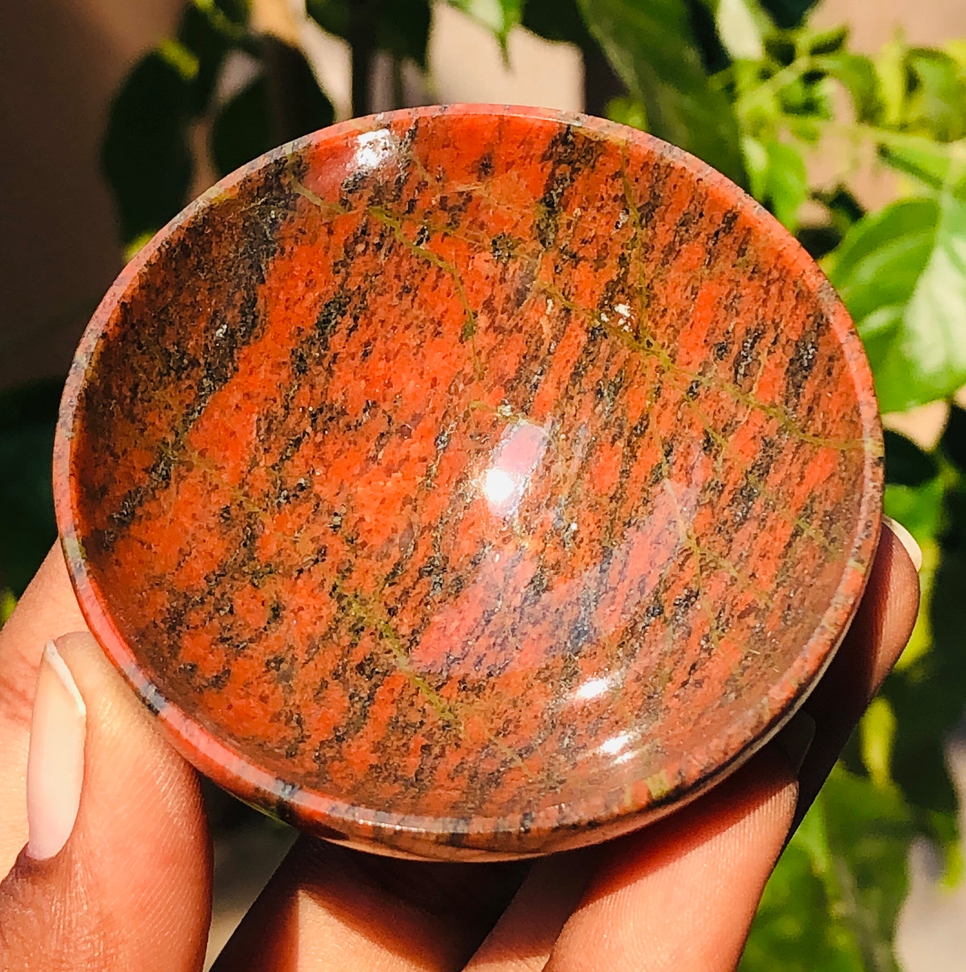 Genuine 197.00 Cts Blood Green Unakite Crystal Specimen Premium Bowl