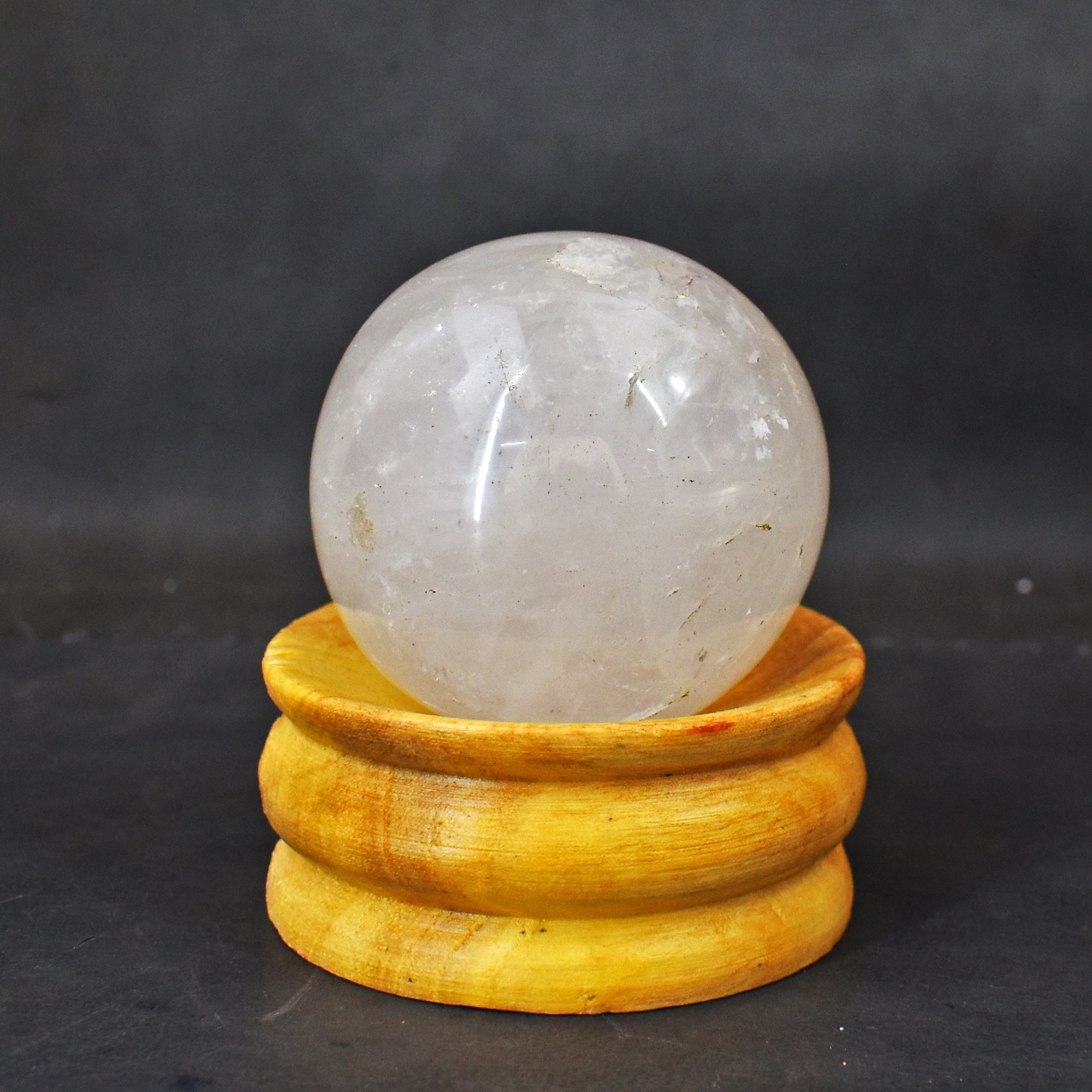 Elegant 779.00 Carats Genuine White Quartz Hand Carved Crystal  Healing Gemstone Sphere