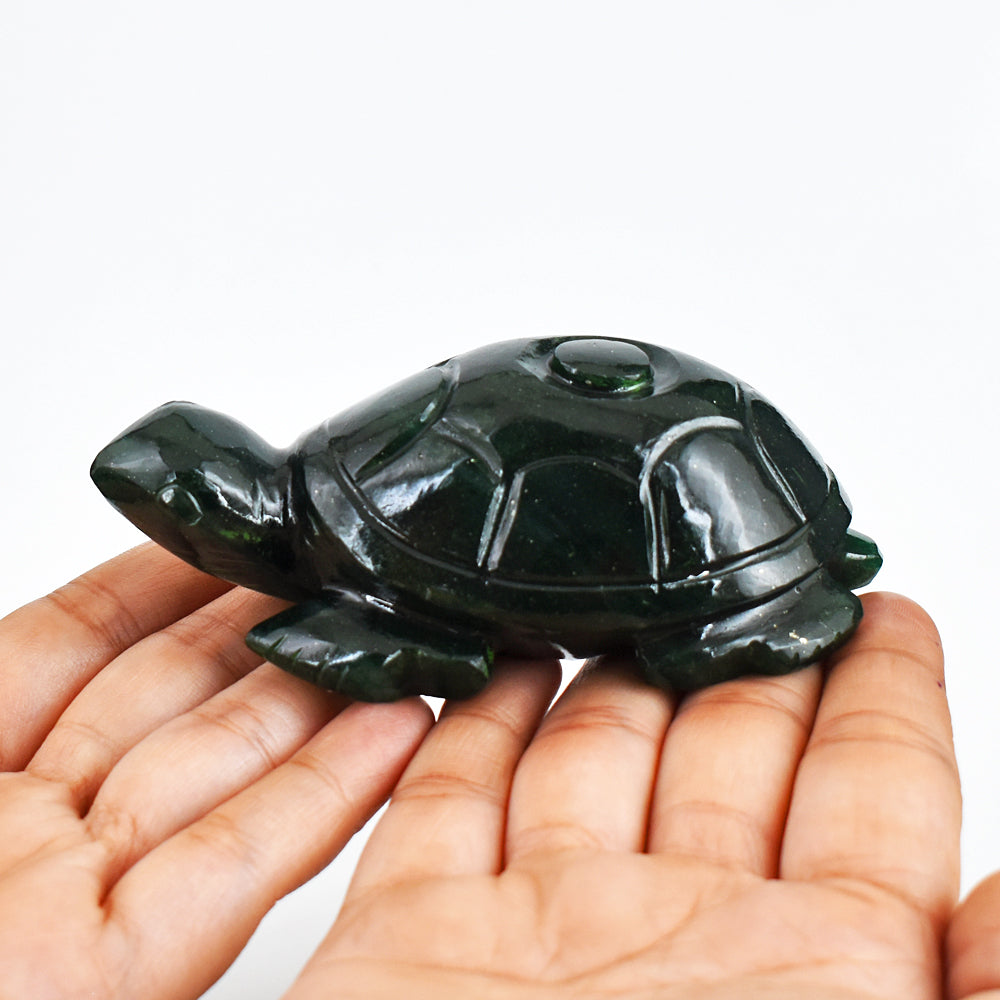 Beautiful  1269.00  Carats  Genuine Green  Jade Hand Carved Crystal Gemstone Turtle Carving