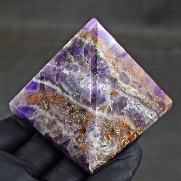 Radiant 733.00 Cts Exclusive Chevron Amethyst Healing Crystal Specimen Premium Pyramid