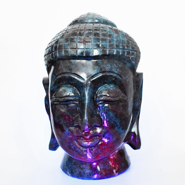 Gorgeous 8420.00 Cts Genuine  Ruby In Kyanite Hand Carved Crystal Lord Buddha Head Gemstone Carving