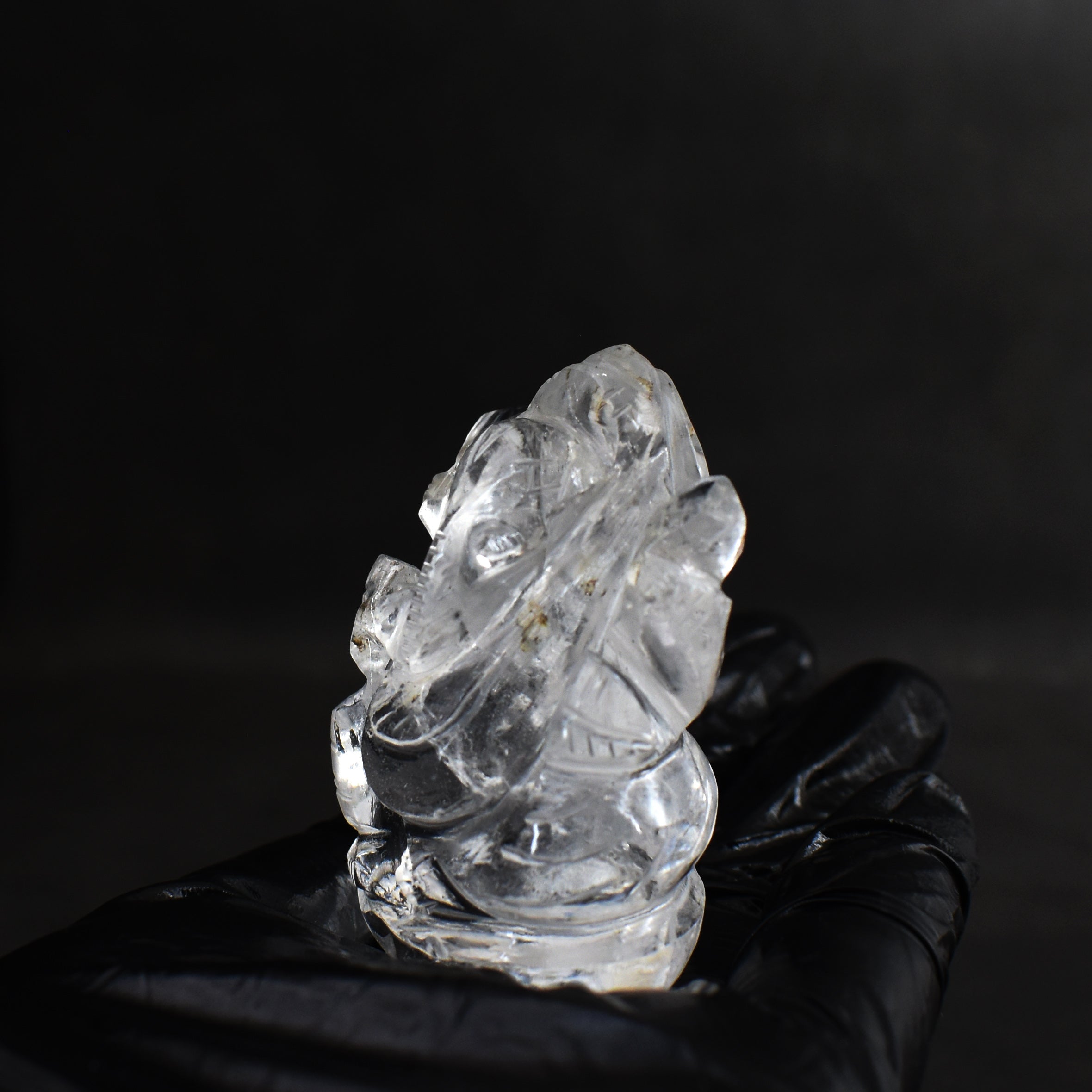 Amazing 296.00 Cts Genuine White Quartz Divine Hand Carved Premium Lord Ganesha Crystal