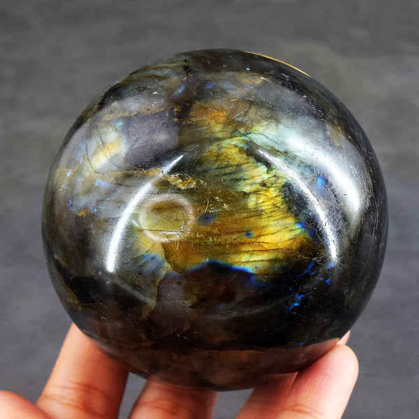 Gracious 3531.00 Cts Genuine Golden & Blue Flash Labradorite Healing Crystal Specimen Premium Sphere