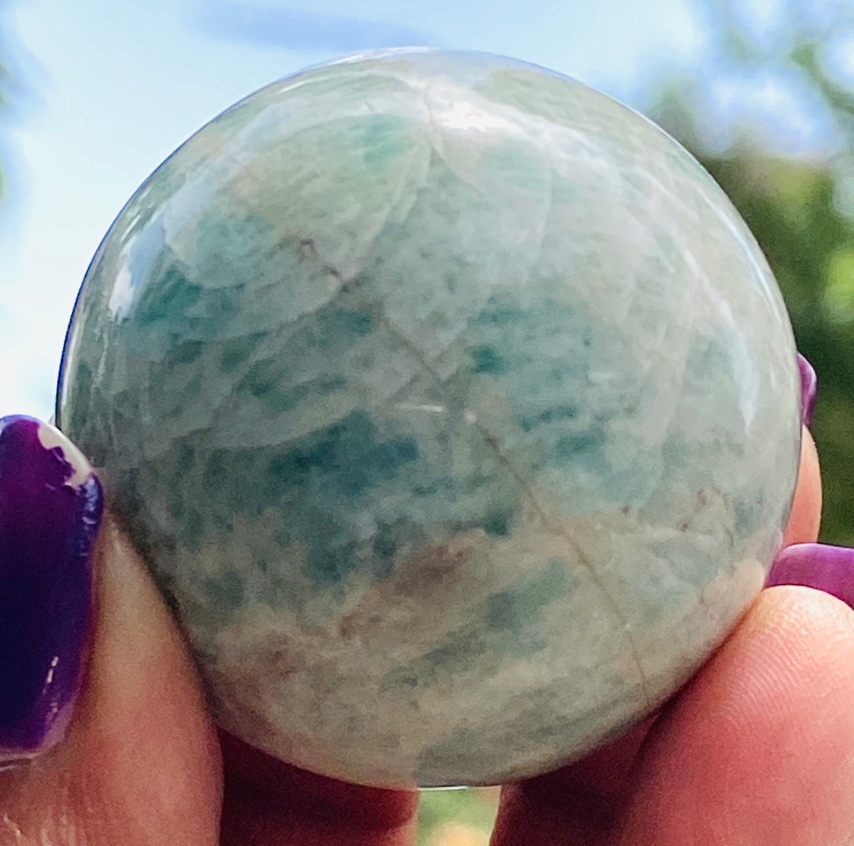 Very Attractive 327.00 Cts Genuine Amazonite Hand Carved Healing Crystal Gemstone Sphere