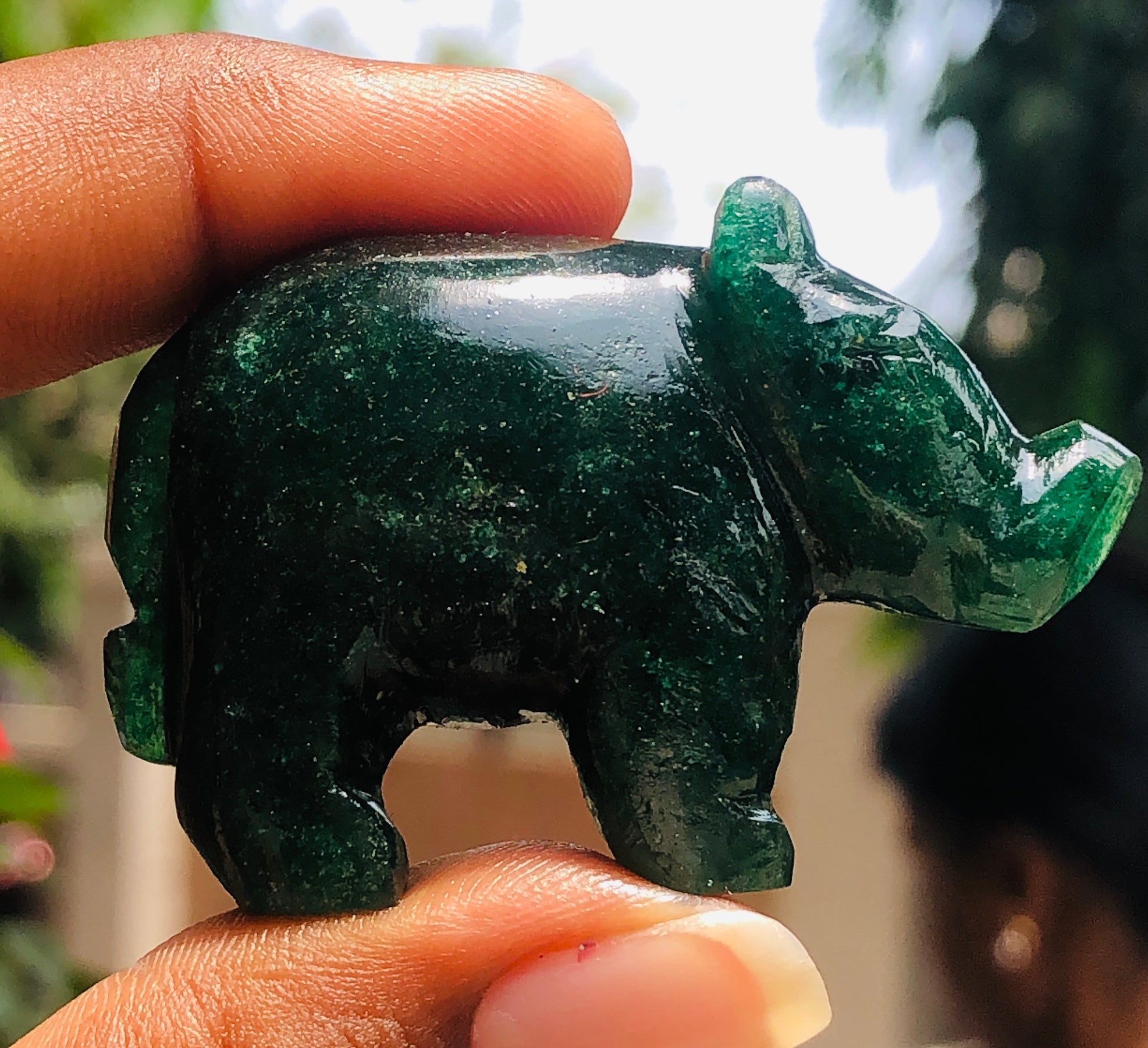 Artisian 208.00 Cts Genuine Green Jade Hand Carved Rhino 2026  Collection