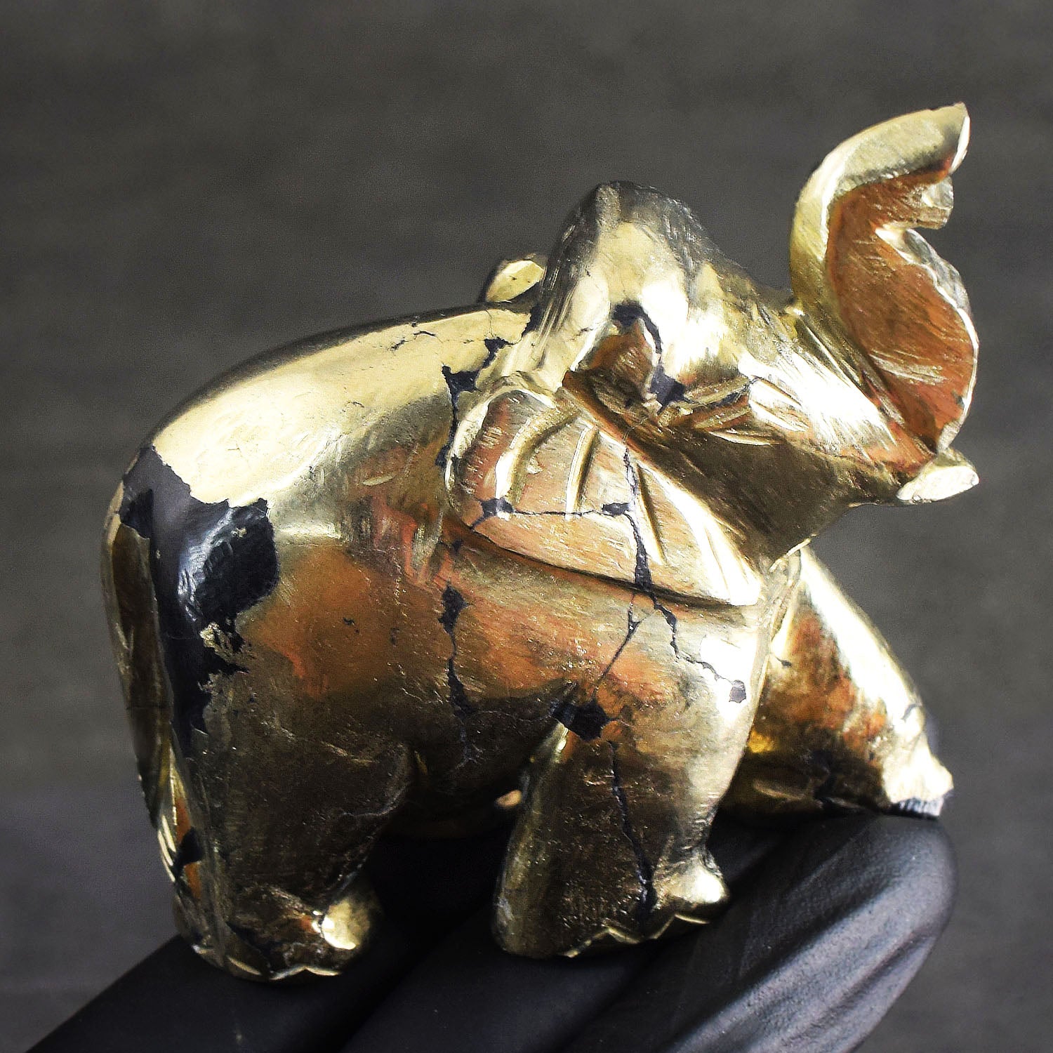 Attractive 1623.00 Cts Genuine Pyrite Hand Carved Gemstone Premium Elephant Crystal