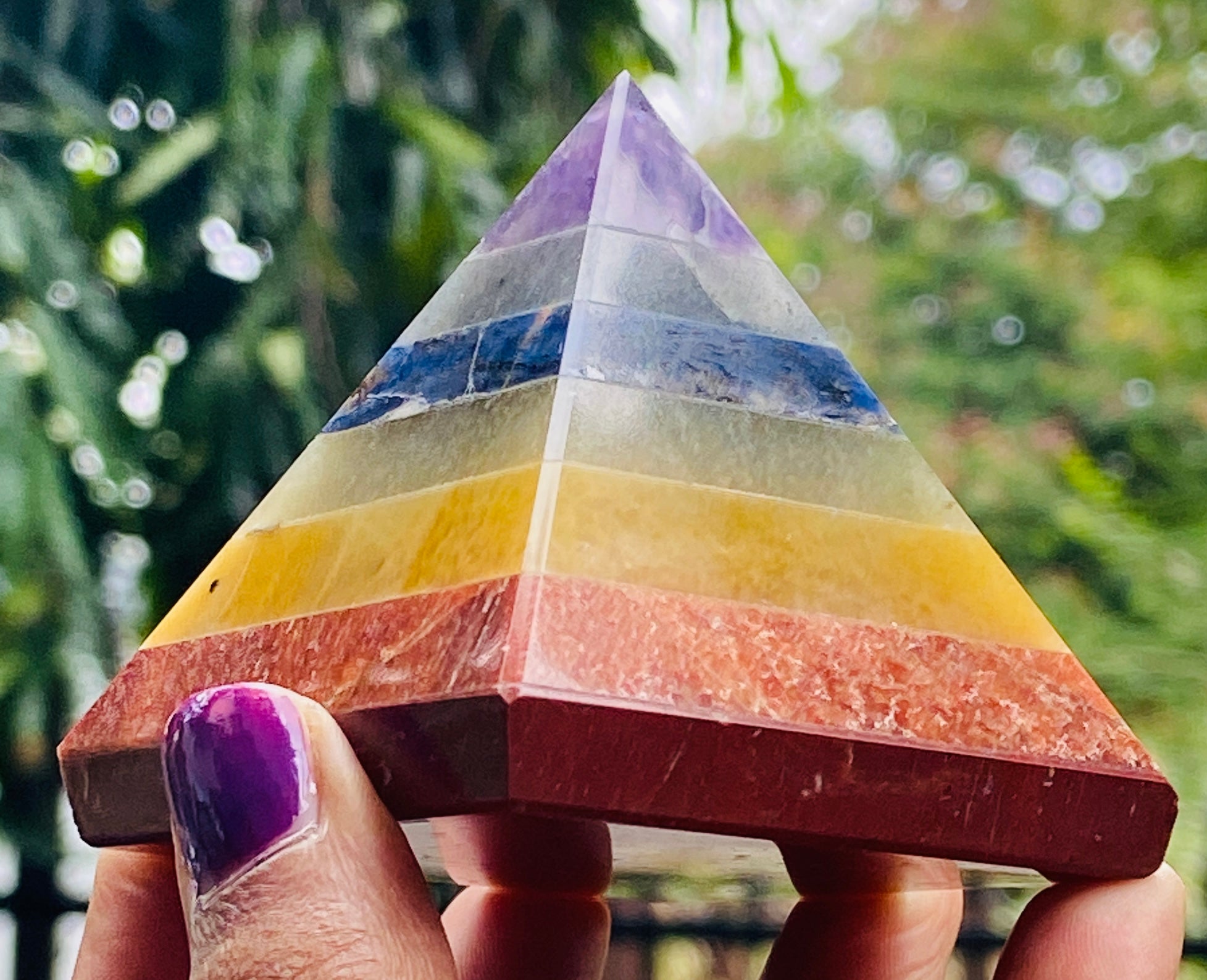 Lovely 939.00 Cts Genuine Seven Chakra Crystal Specimen Healing Divine Pyramid