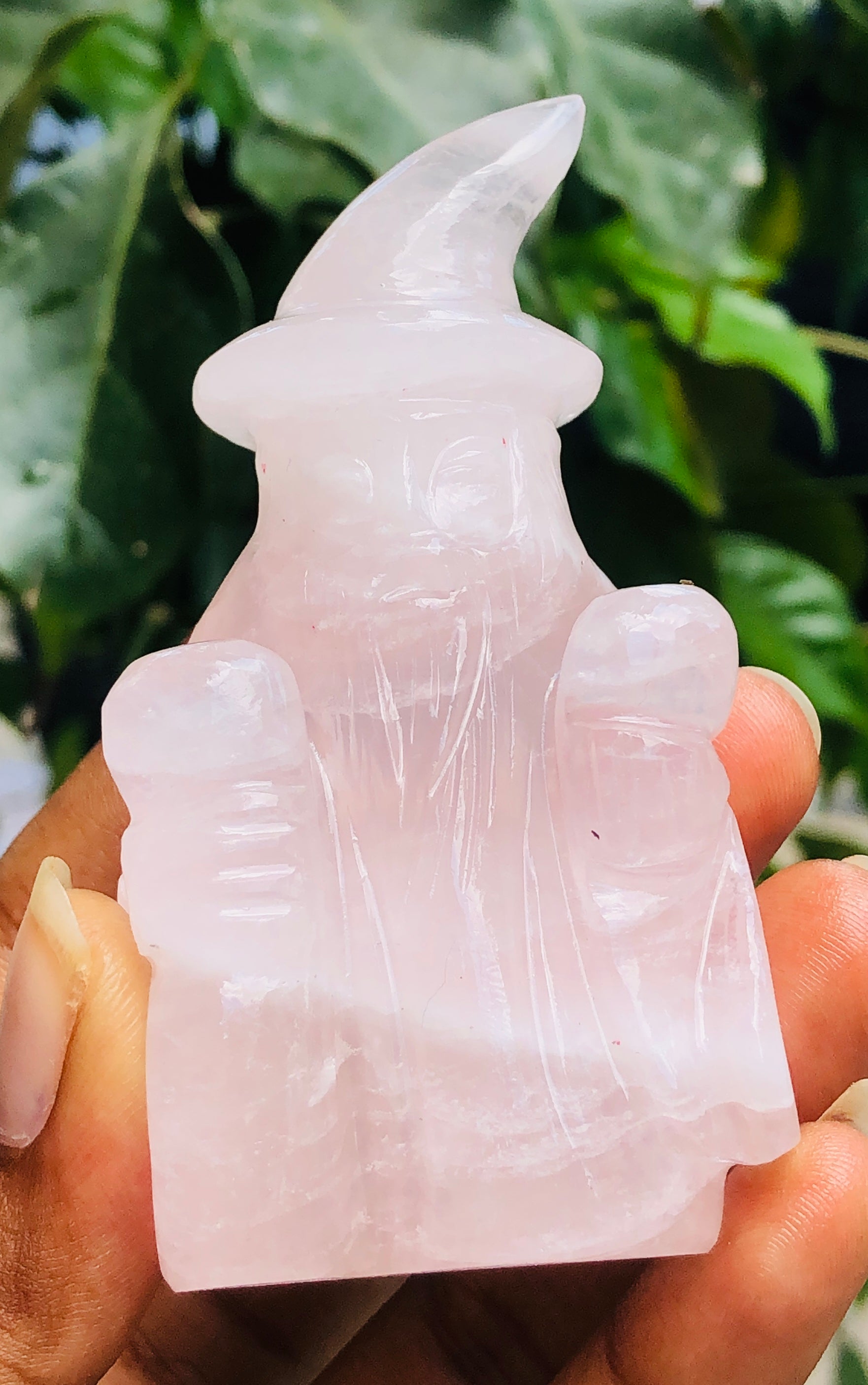 Natural 593.00 Cts Genuine Rose  Quartz Hand Carved Crystal Gemstone Wizard Carving