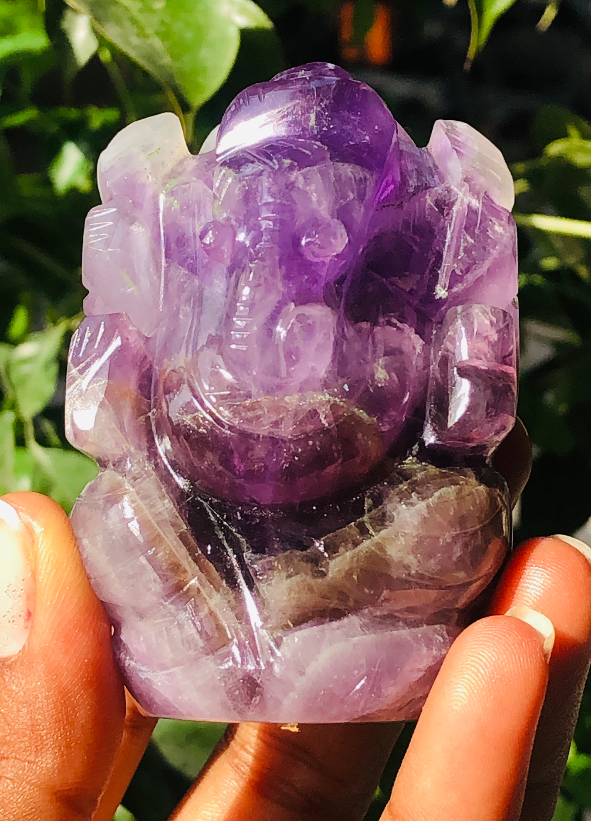 Natural 770.00 Cts Amazing Amethyst Divine Hand Carved Lord Ganesha