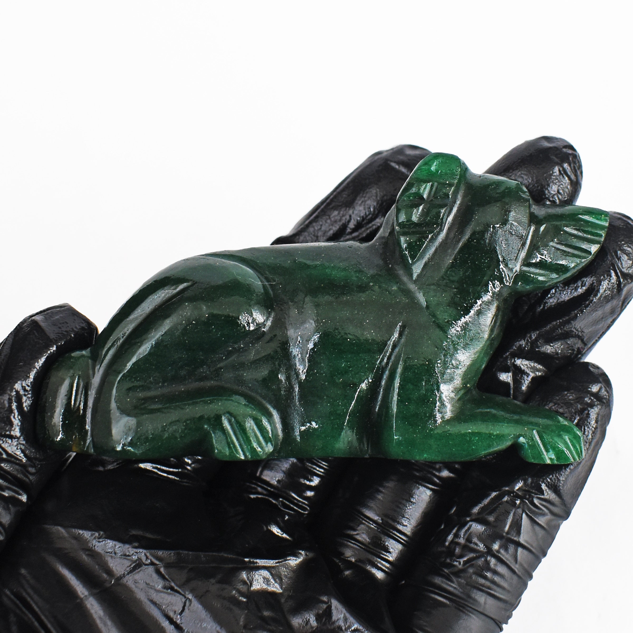 Stunning 393.00 Carats Genuine Green Jade Hand Carved Crystal Gemstone Carving Dog 2026 Collection