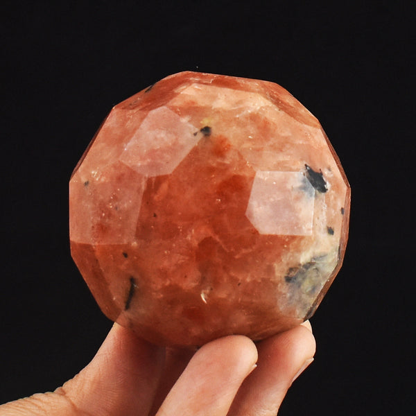 Craftsmen 1163.00 Cts Genuine Sunstone Hand Carved Faceted Crystal Healing Sphere