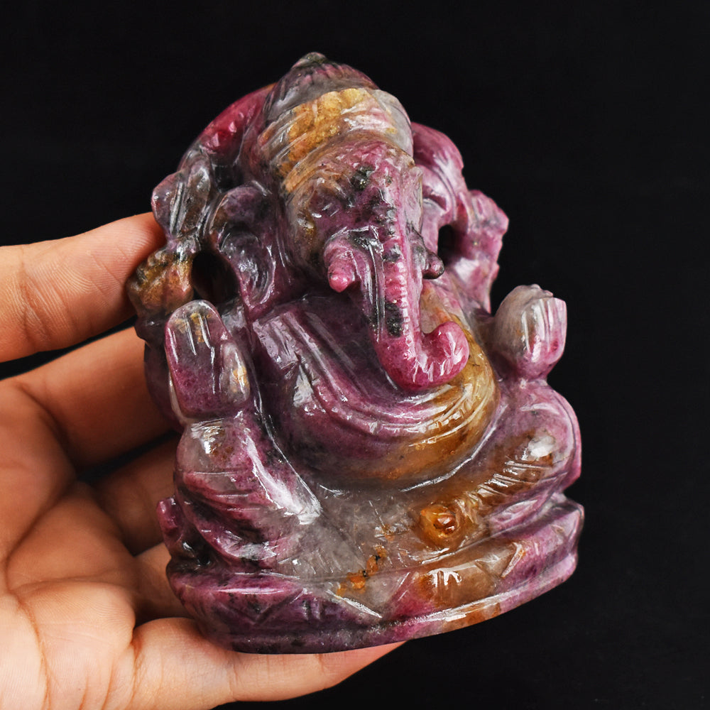 Natural  3005.00 Cts Genuine  Rhodonite Hand  Carved  Crystal Gemstone  Lord Ganesha Carving