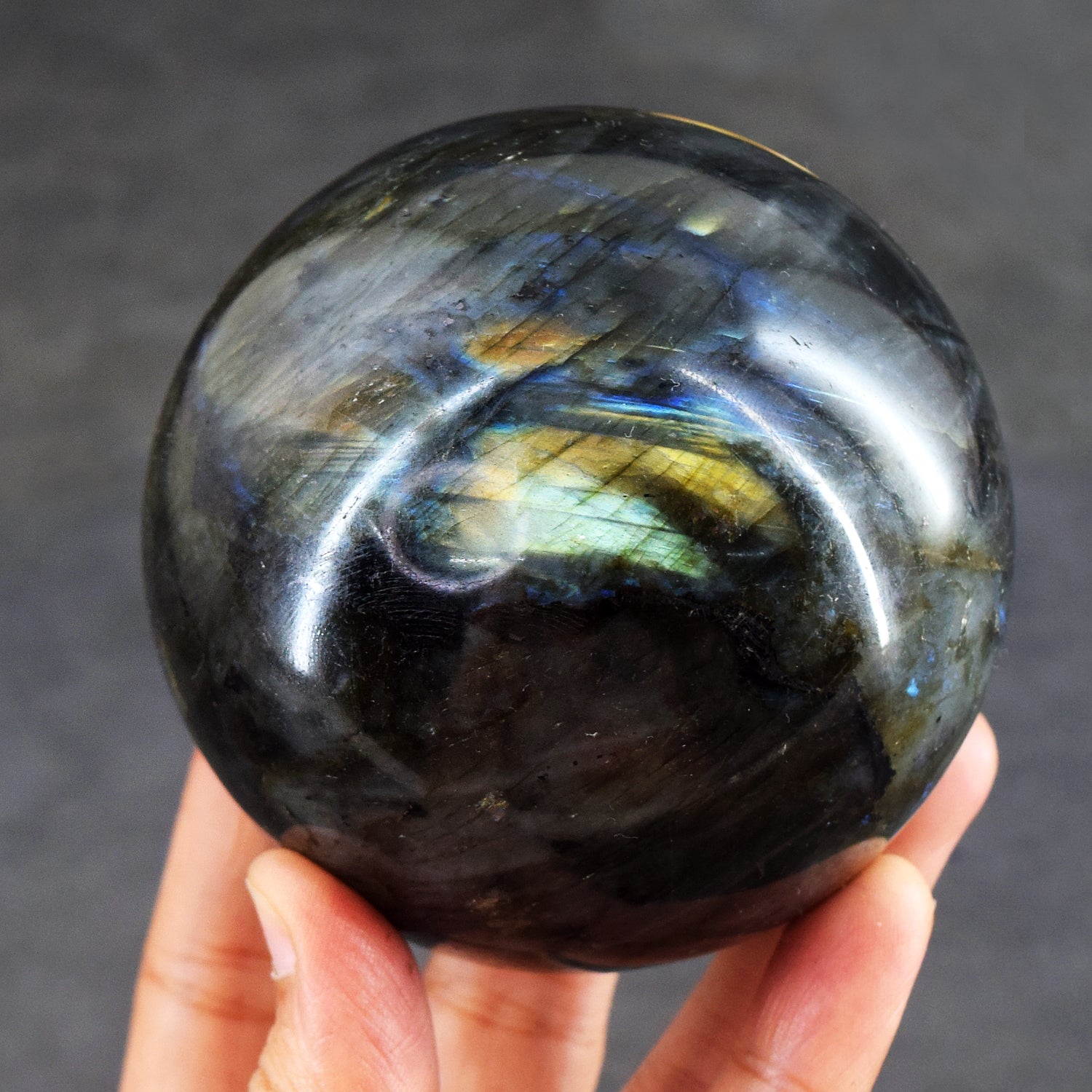 Gracious 3531.00 Cts Genuine Golden & Blue Flash Labradorite Healing Crystal Specimen Premium Sphere