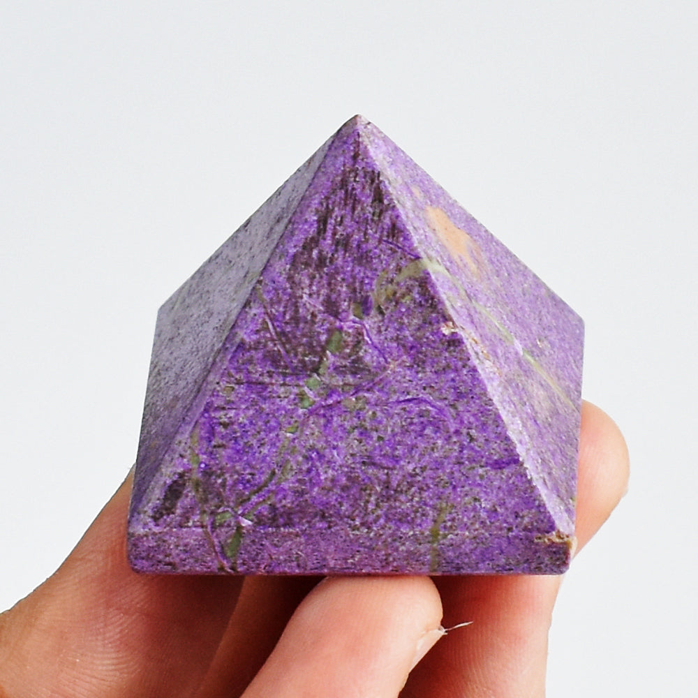 Stunning  200.00 Carats  Genuine  Stichtite  Hand  Carved  Healing  Crystal  Pyramid Gemstone Carving