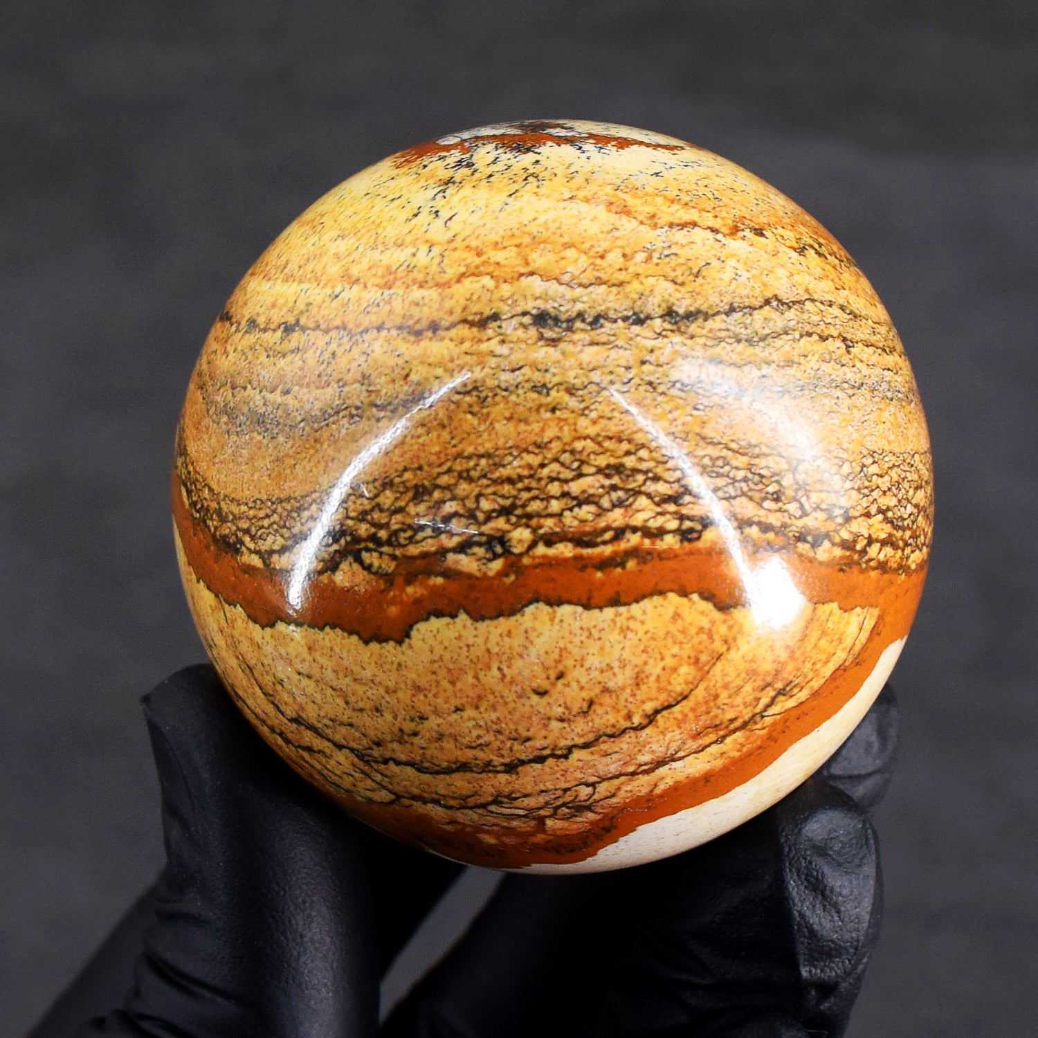 Gorgeous 896.00 Cts Genuine Picture Jasper Hand Carved Crystal Healing Gemstone Sphere