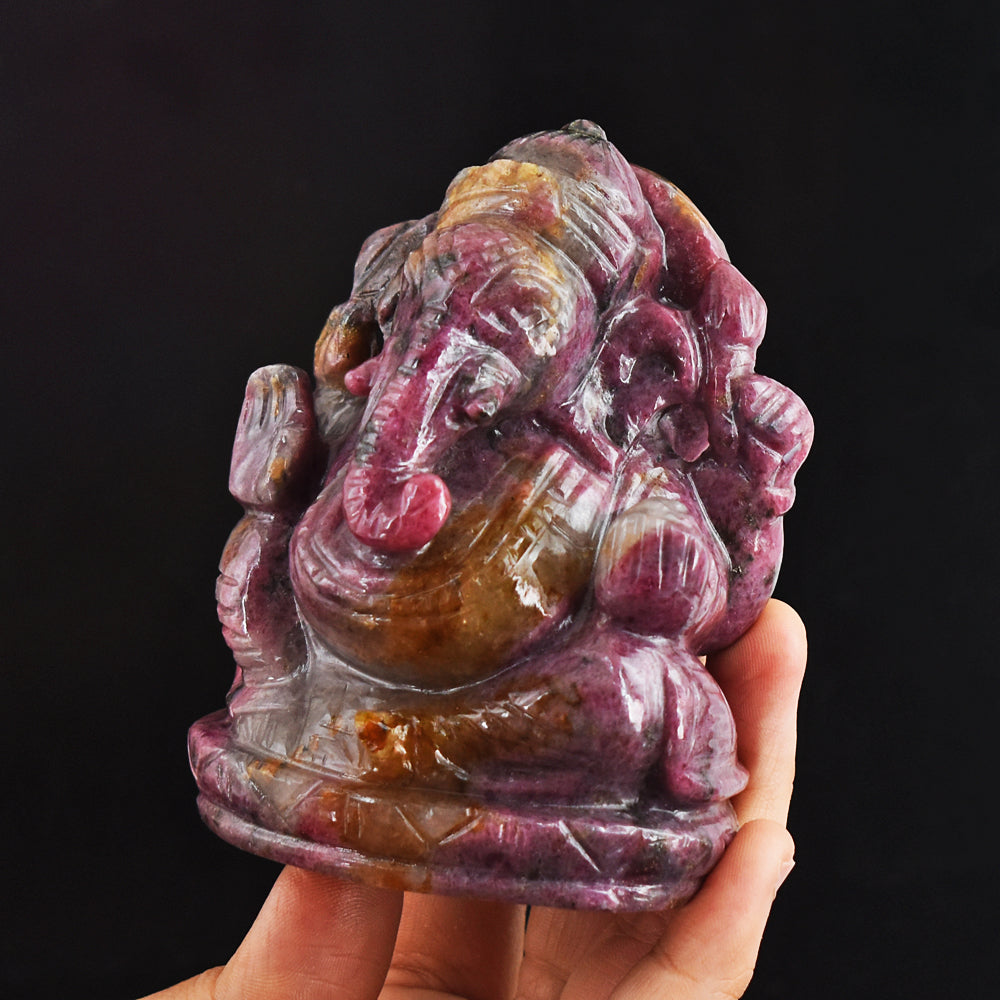 Natural  3005.00 Cts Genuine  Rhodonite Hand  Carved  Crystal Gemstone  Lord Ganesha Carving