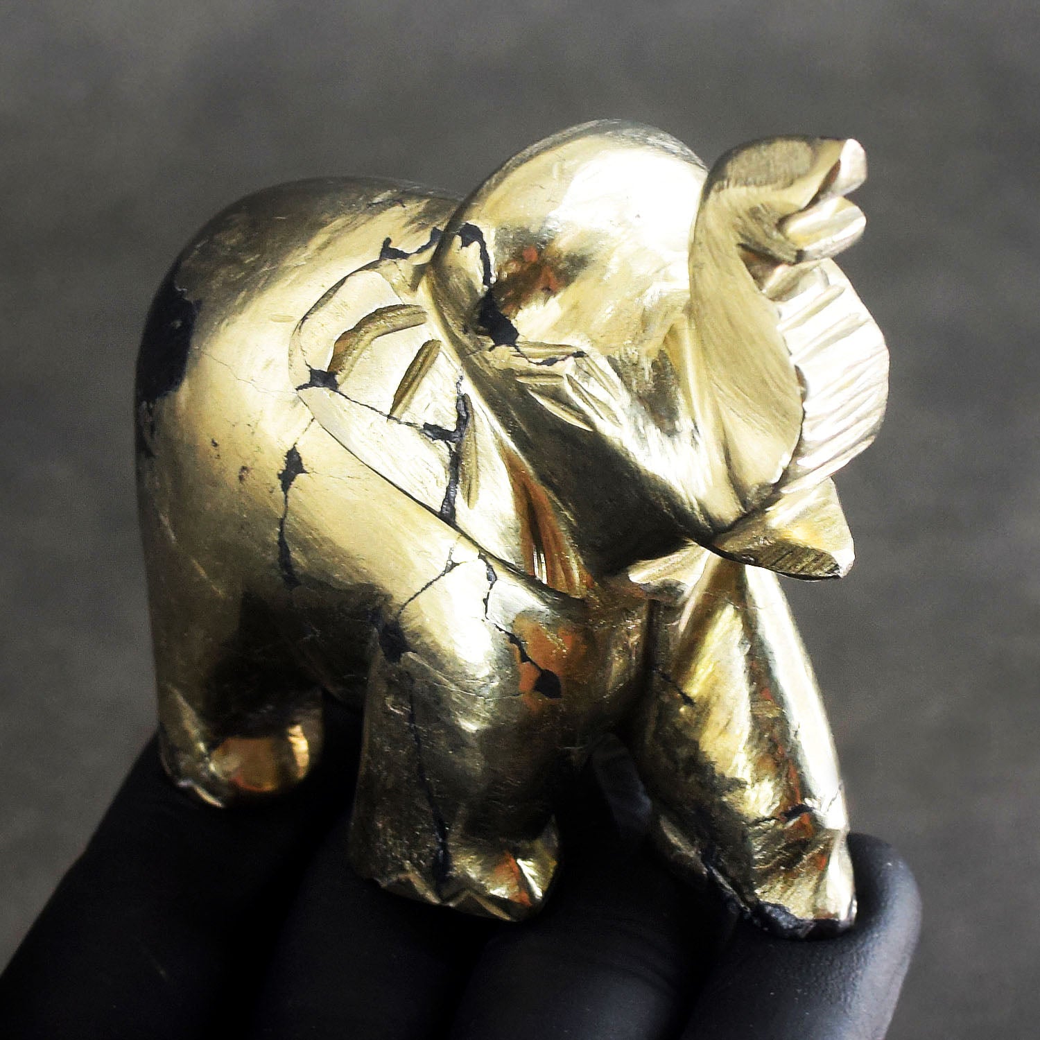 Attractive 1623.00 Cts Genuine Pyrite Hand Carved Gemstone Premium Elephant Crystal