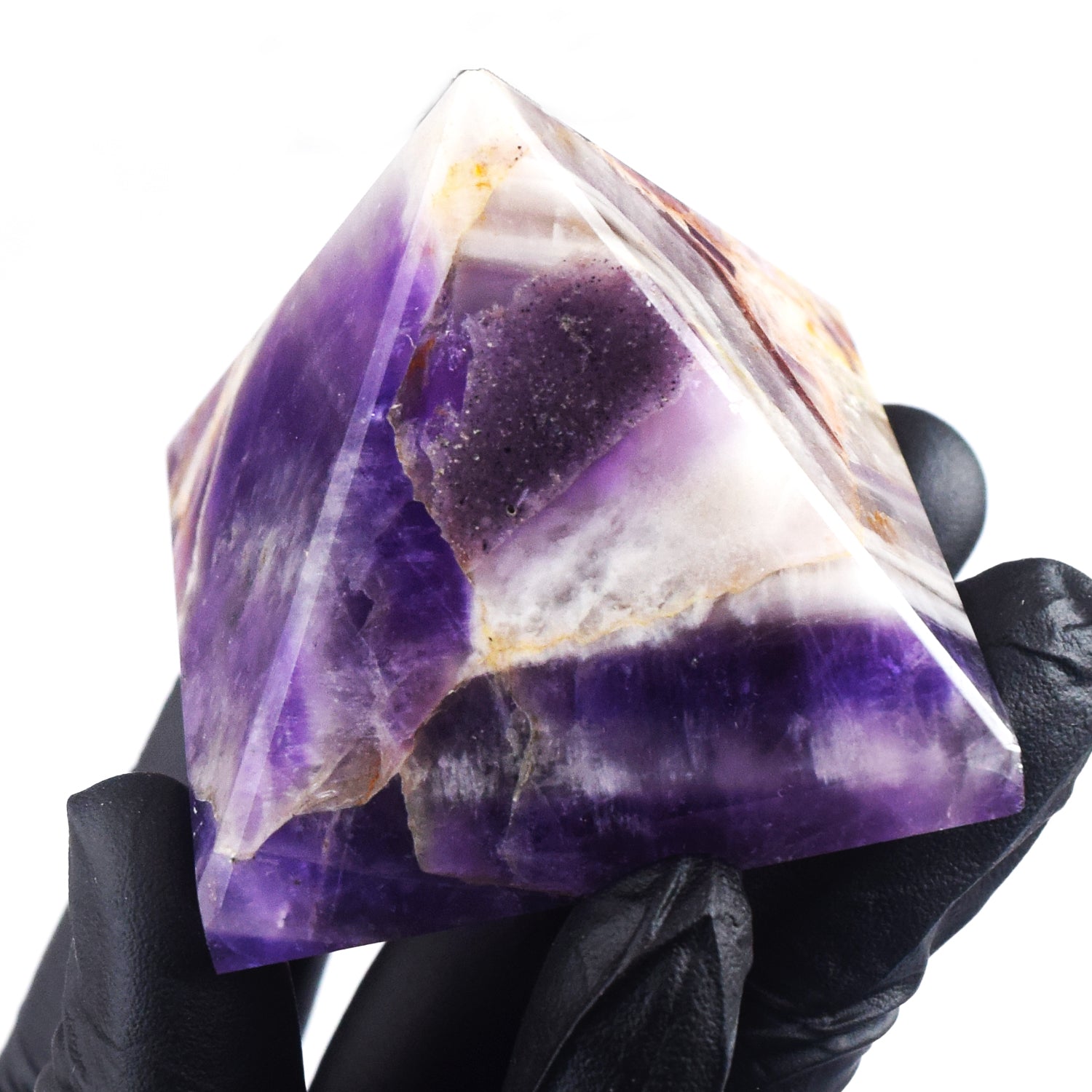 Majestic 580.00 Cts Genuine Chevron Amethyst Healing Crystal Specimen Divine Pyramid